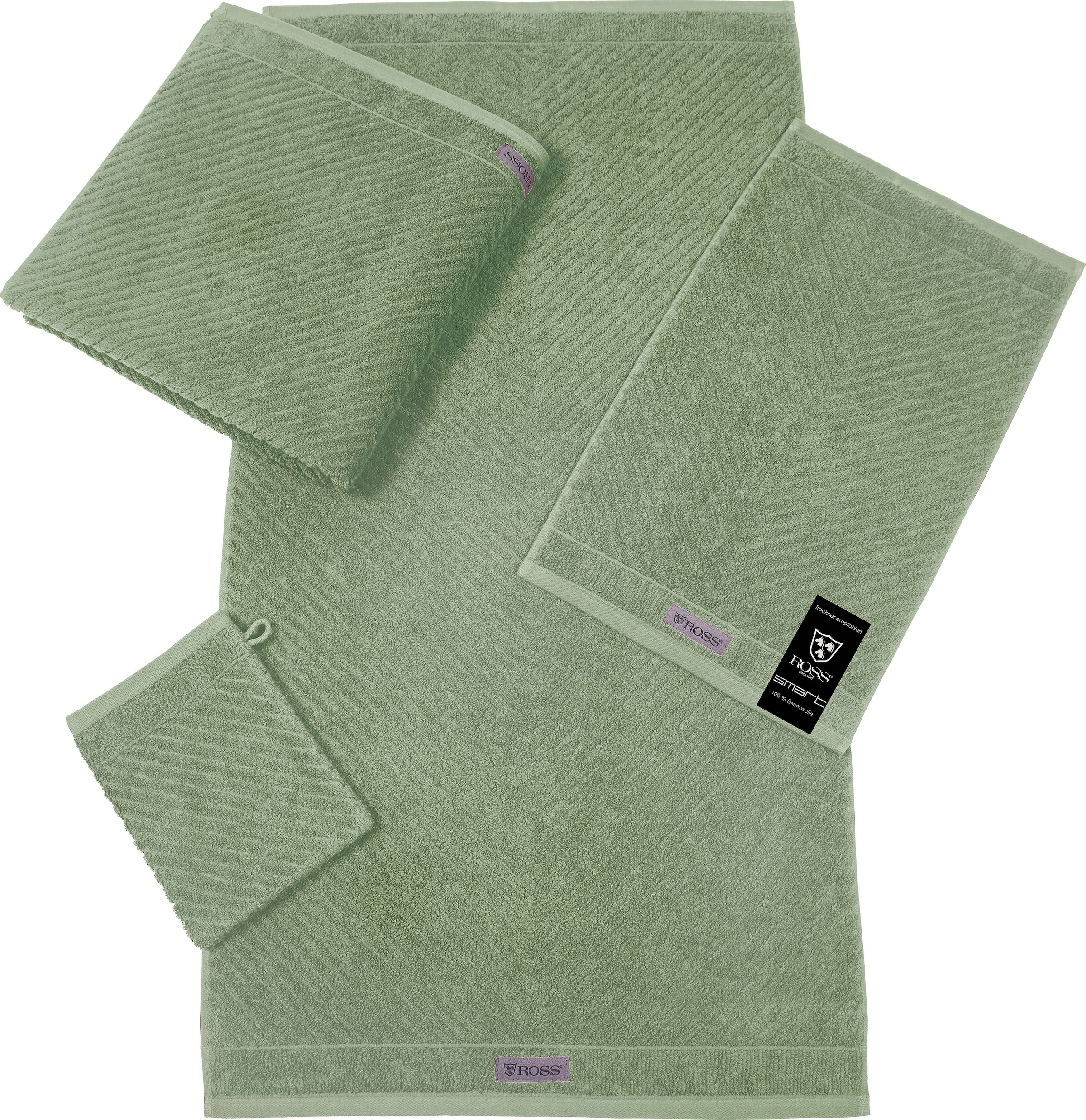 ROSS Handtuch »Smart«, (2 Uni-Rippe jetzt kaufen Velourslabel mit St.)