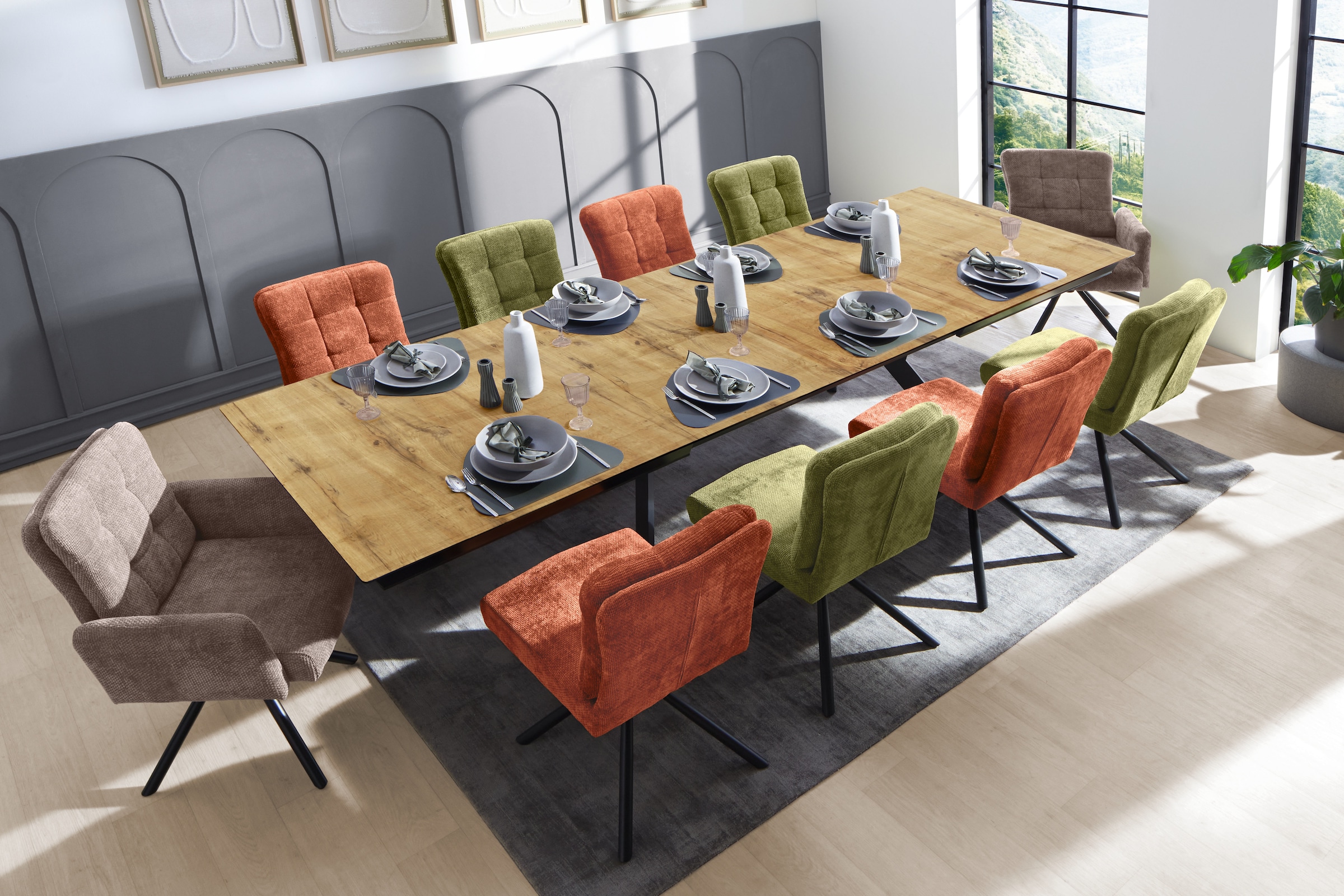Jockenhöfer Gruppe Table de salle à manger »Tyson, 3-fach ausziehbar« extra large (200-320x100cm), extension synchronisée, mélaminé