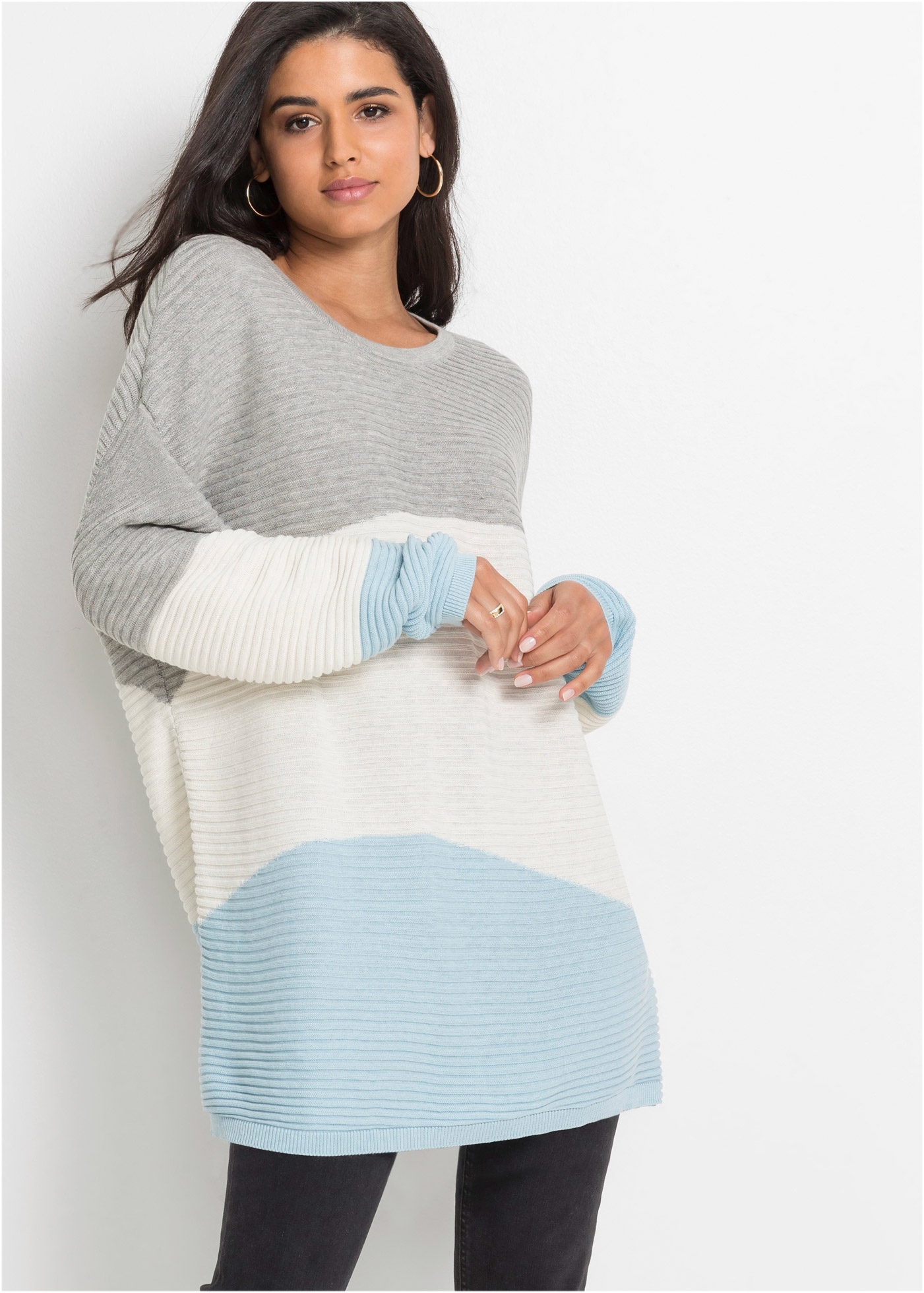 Image of bonprix Longpullover aus Baumwollmischung, mit Rundhalsausschnitt, lange Form