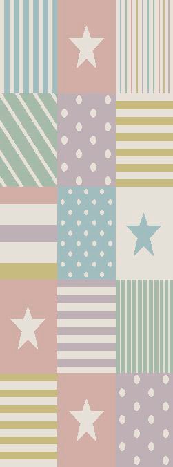 Lüttenhütt Kinderteppich »Stern«, rechteckig, Kurzflor, handgearbeiteter Konturenschnitt, Patchwork, Pastell-Farben