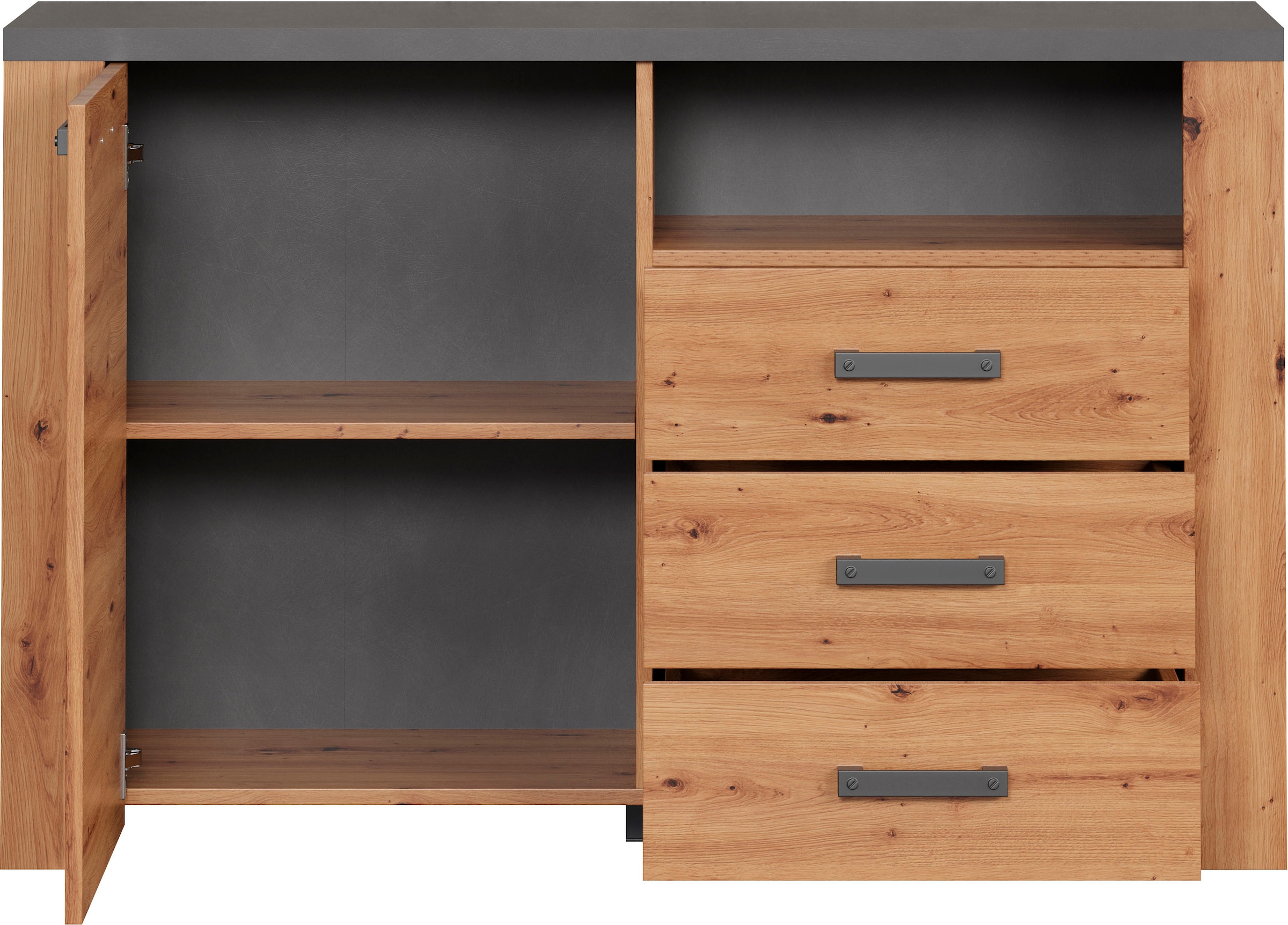 Home affaire Sideboard »Ambres«, (1 St.), matte Echtholzoptik, ca. Masse BxH: 127x83 cm, TV Schrank, Eiche