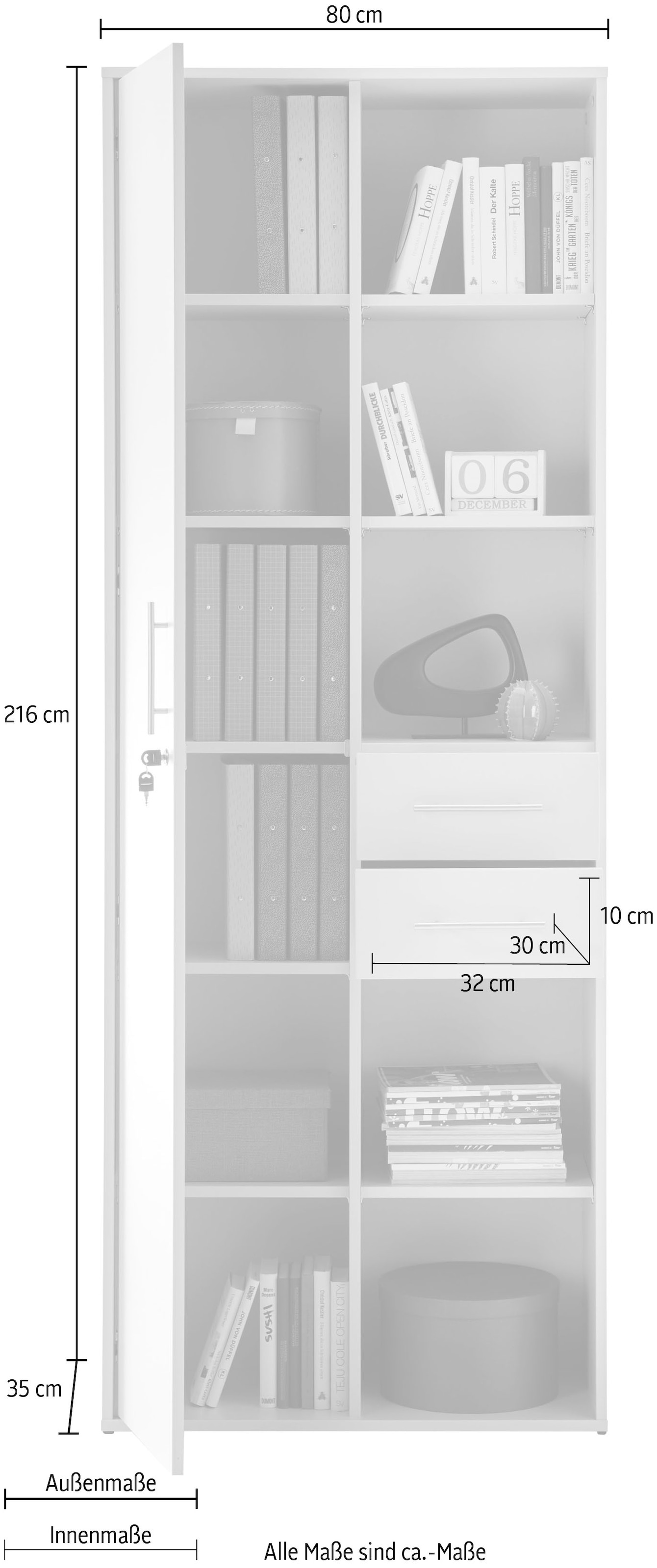BEGA OFFICE Aktenschrank »Pronto«, Büroschrank Grau abschliessbar, Mehrzweckschrank