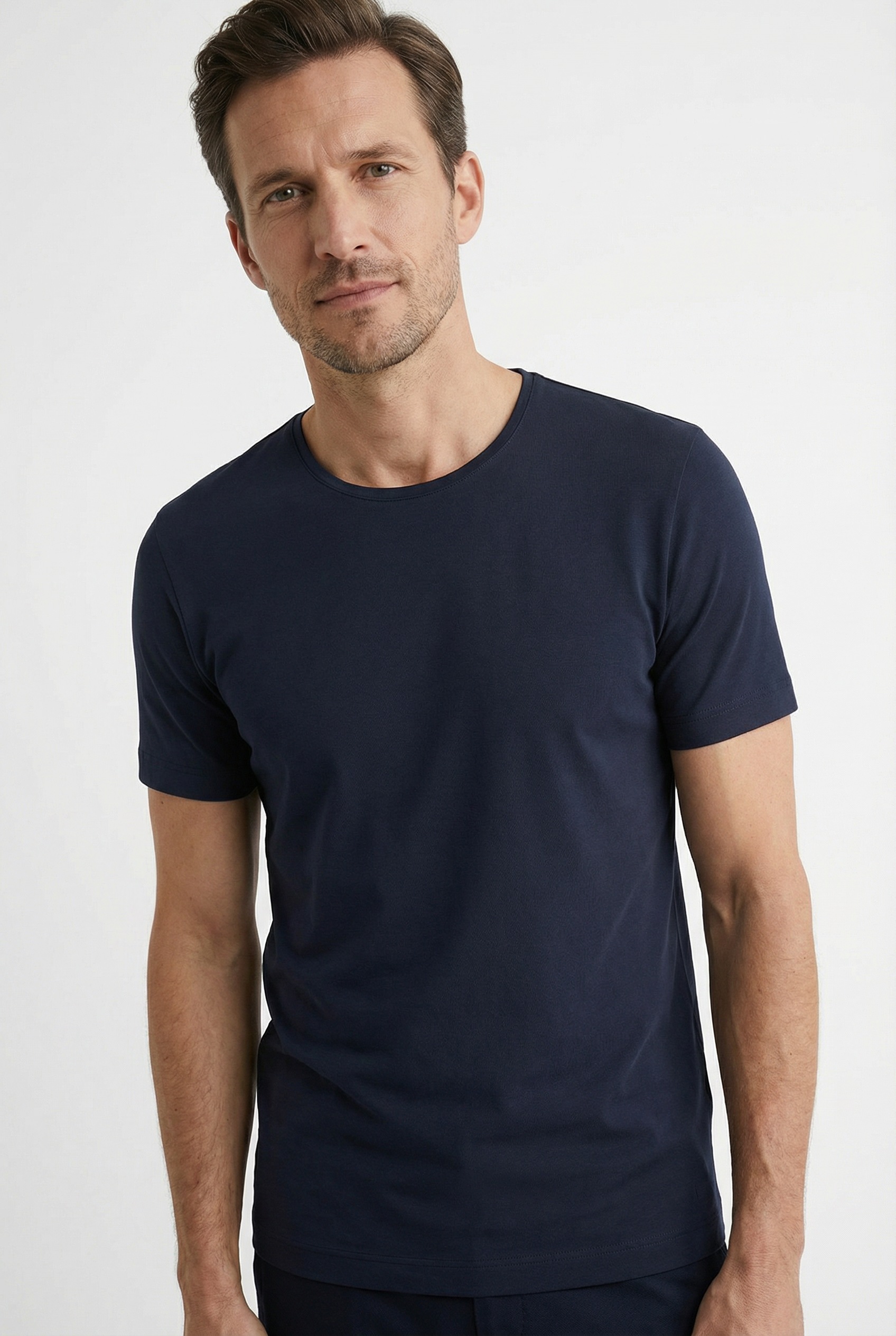 OLYMP Shirt à col rond aus Leinen