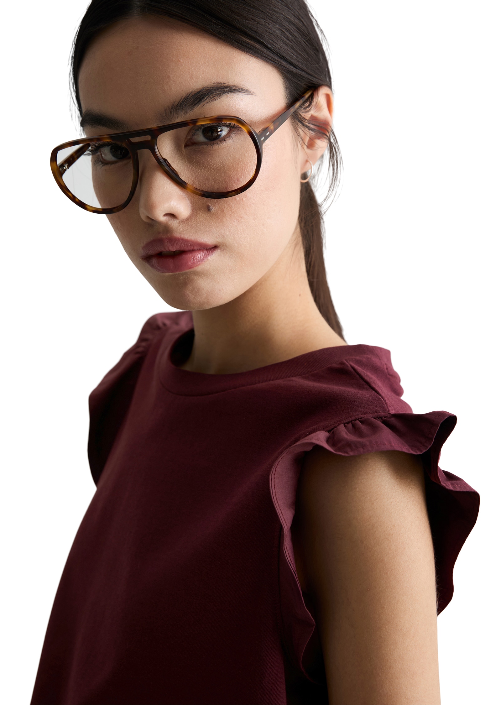 Marc O'Polo DENIM Haut de chemise Volant-Ärmel, regular fit aus Material-Mix