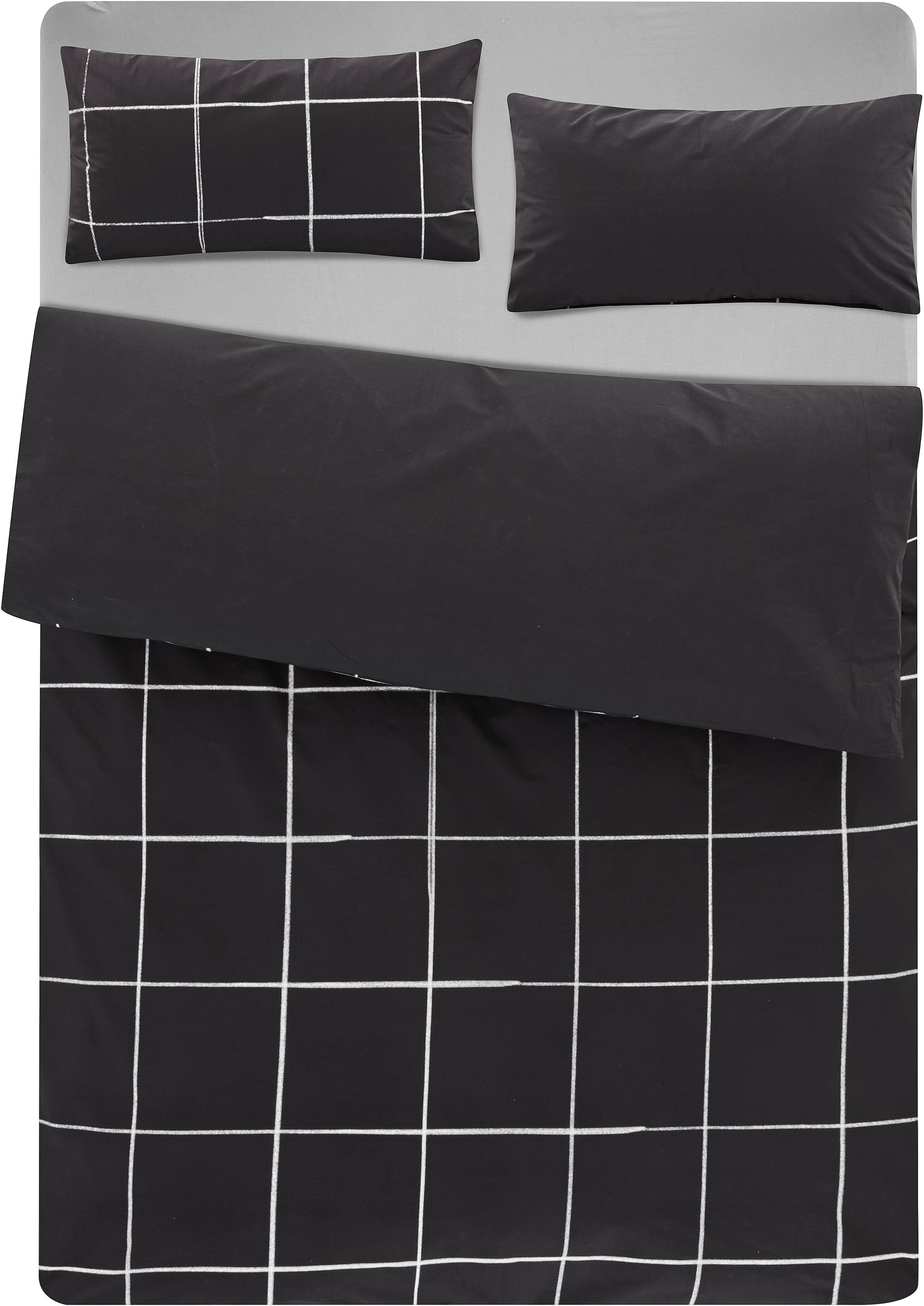 GOODproduct Wendebettwäsche »Nature in Gr. 135x200 oder 155x220 cm« 2 Stk. tlg. Bettwäsche in unregelmässigem Karo-Muster