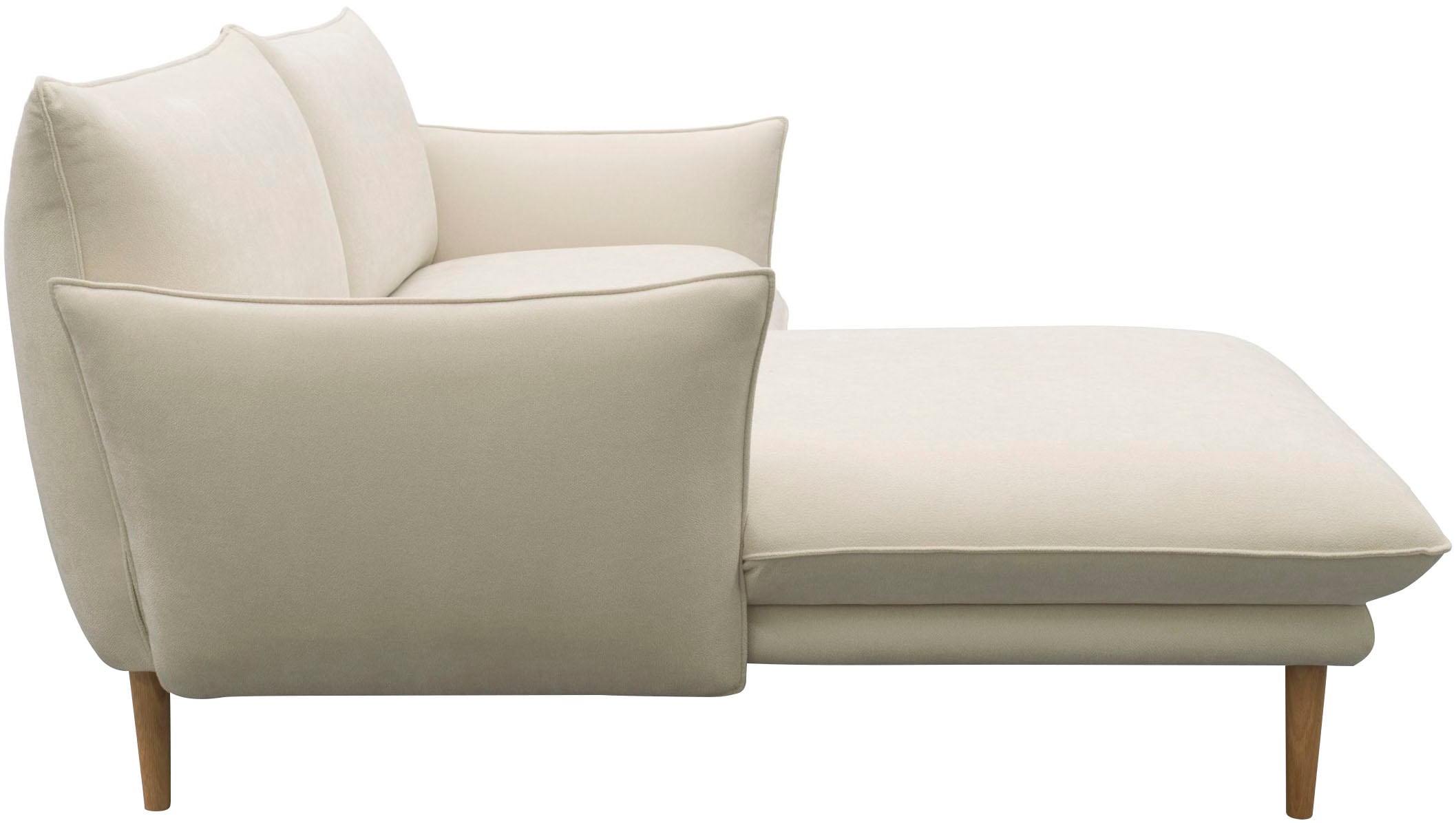 DOMO collection Ecksofa »100 032 kompakte Stellmasse, Breite 200cm, schmale Armlehnen, L-Form«, bodenfrei, 19cm hohe Holzfüsse