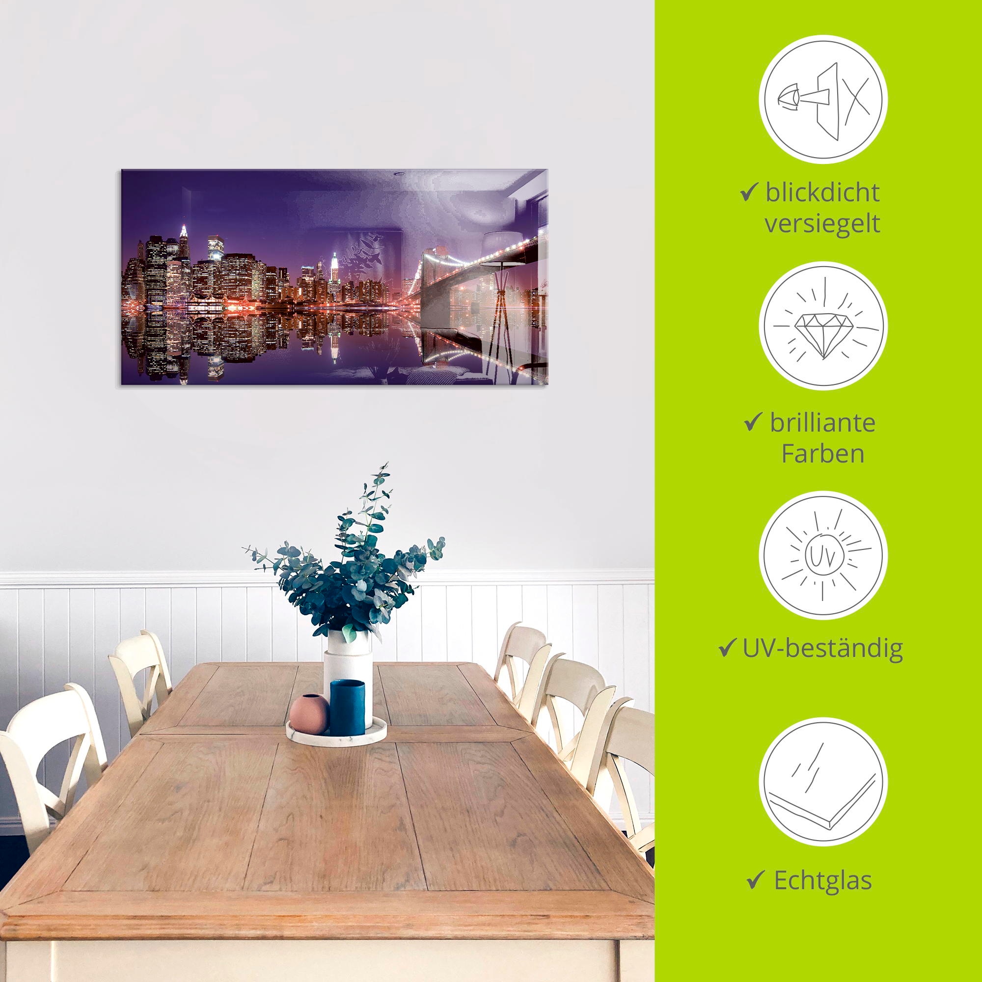 Artland Glasbild »New York Skyline«, Amerika, (1 St.), in verschiedenen Grössen