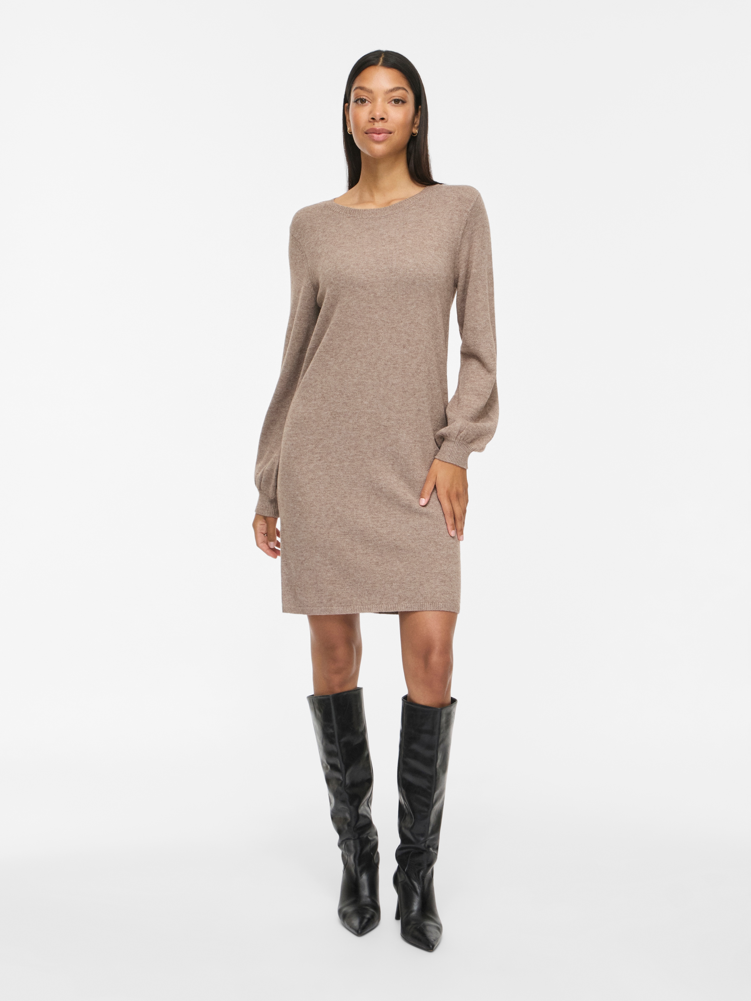 Vila Robe en tricot »VIRIL L/S VOLUME SLEEVE KNIT DRESS-NOOS« Materialmix, normal geschnitten
