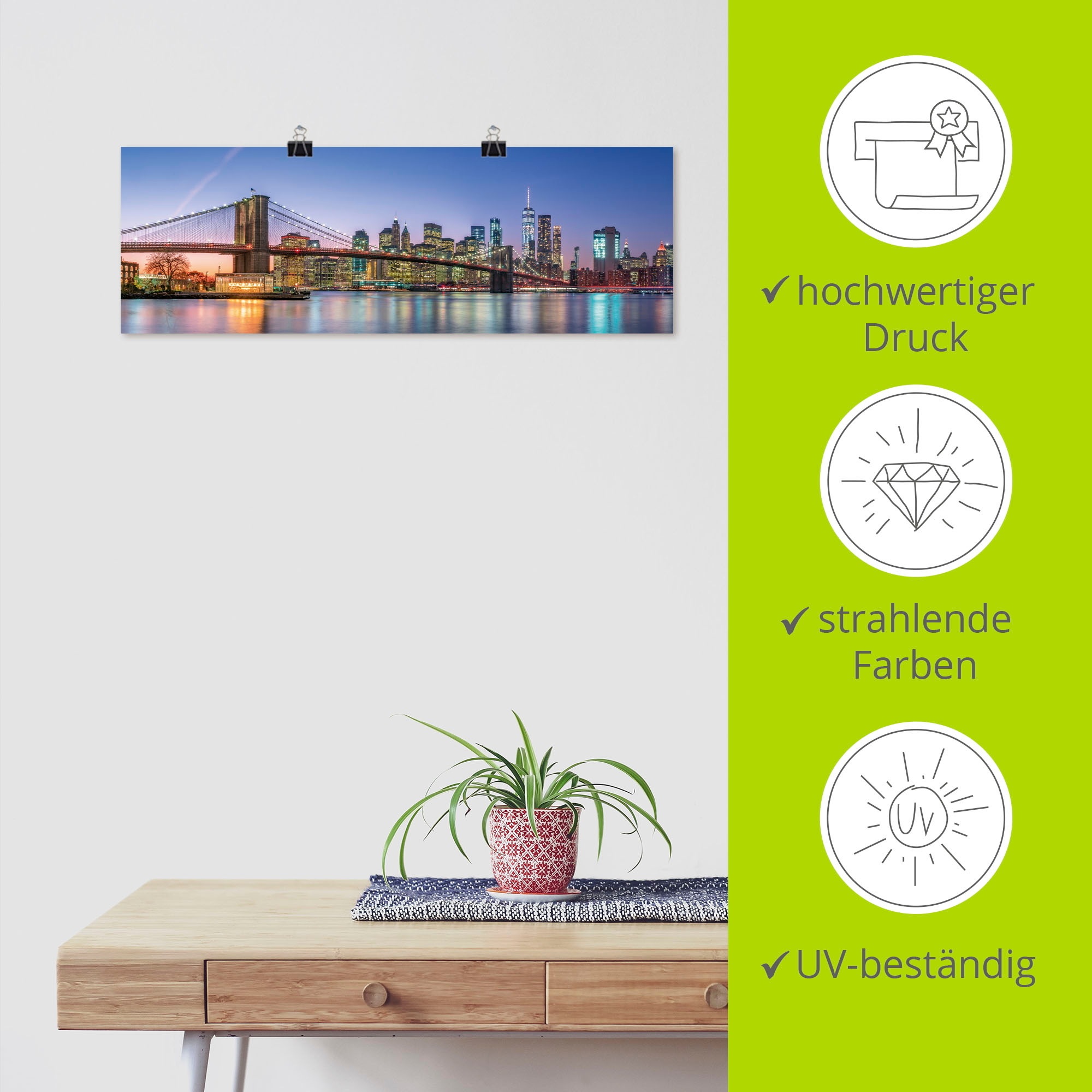 Artland Wandbild »Skyline New York City«, New York, (1 St.), als Alubild, Outdoorbild, Leinwandbild, Poster, Wandaufkleber