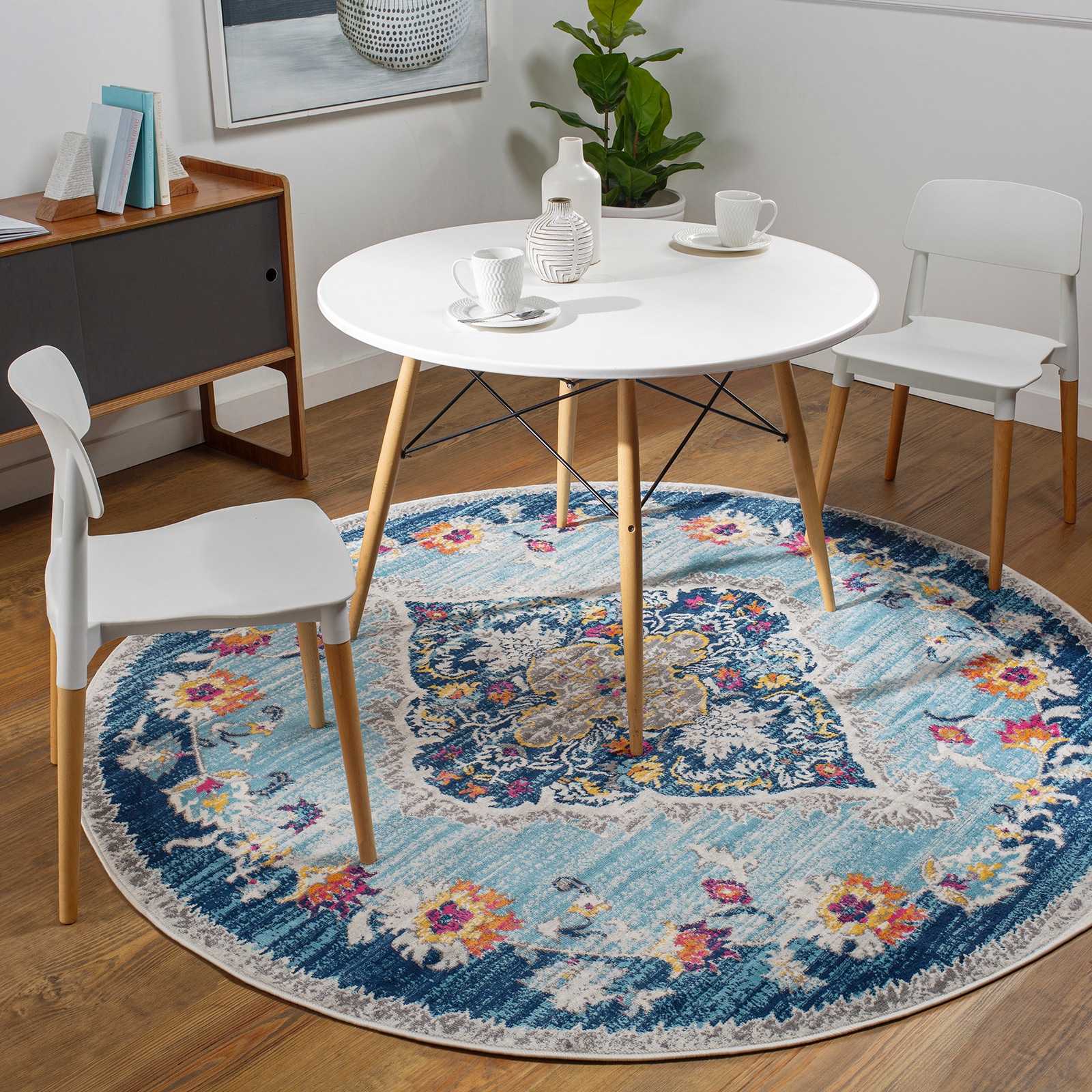 Image of Livabliss Teppich "ADEN" rund 10 mm Höhe Vintage Orientteppich, Kurzflor Boho Wohnzimmerteppich, Läufer