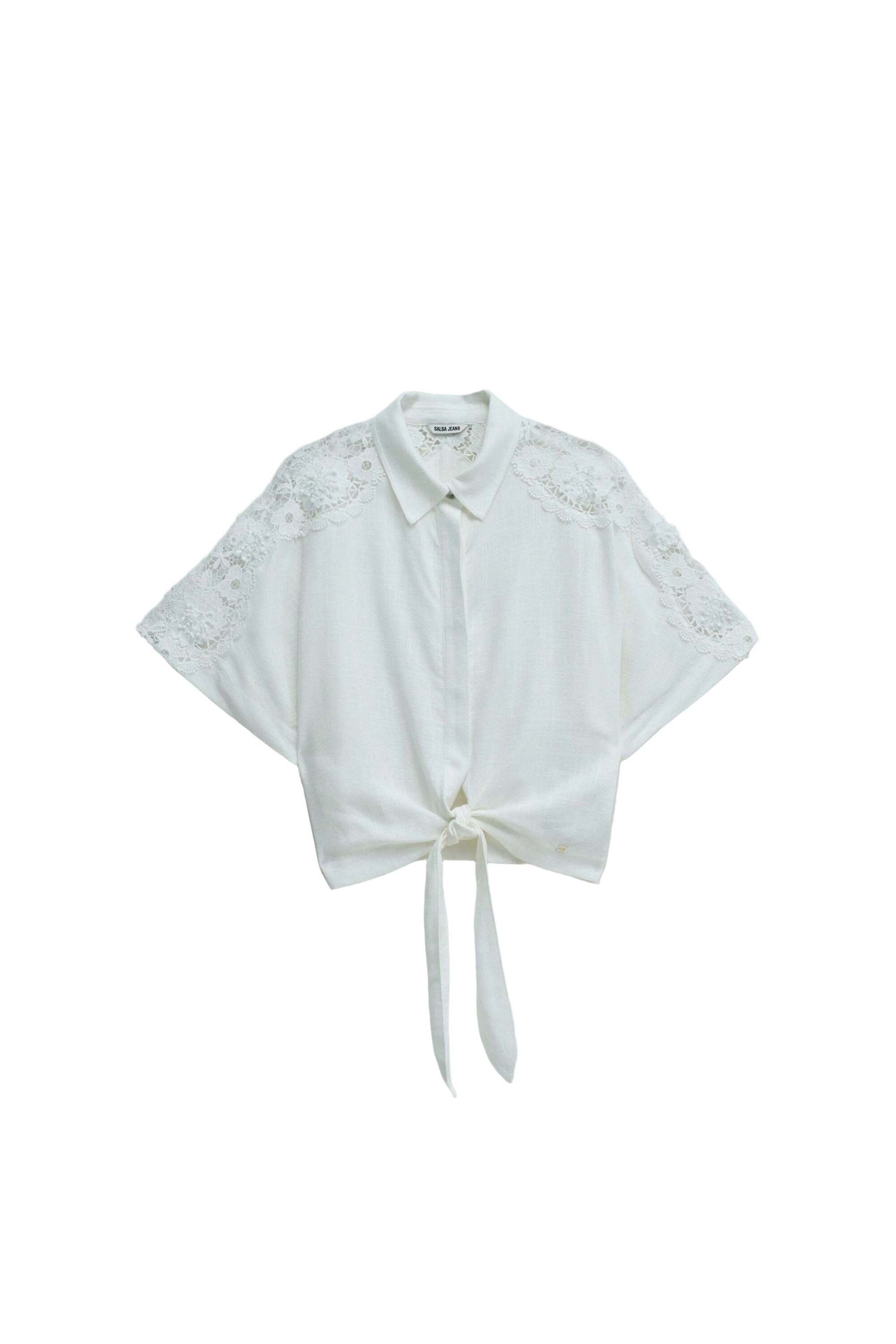 Image of Salsa Kurzarmbluse "Salsa Jeans Kurzarmbluse Front Knot Short Sleeve"