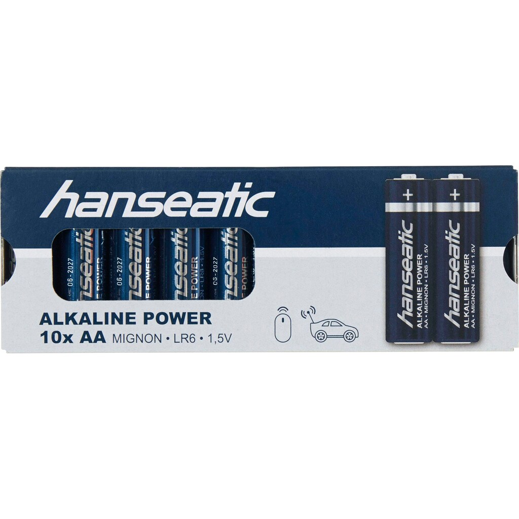 Hanseatic Batterie »100 Stück Alkaline Power, AA Mignon«, LR06, (Packung, 100 St.)
