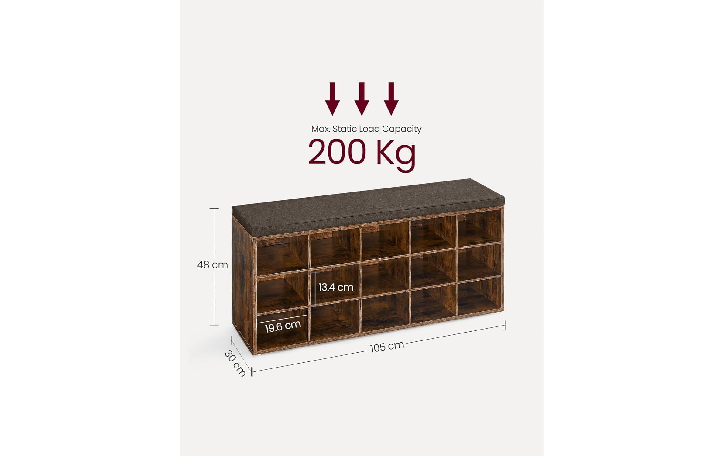 VASAGLE Schuhschrank »VASAGLE Schuhschrank Industrial 105 x 48 cm, Braun«