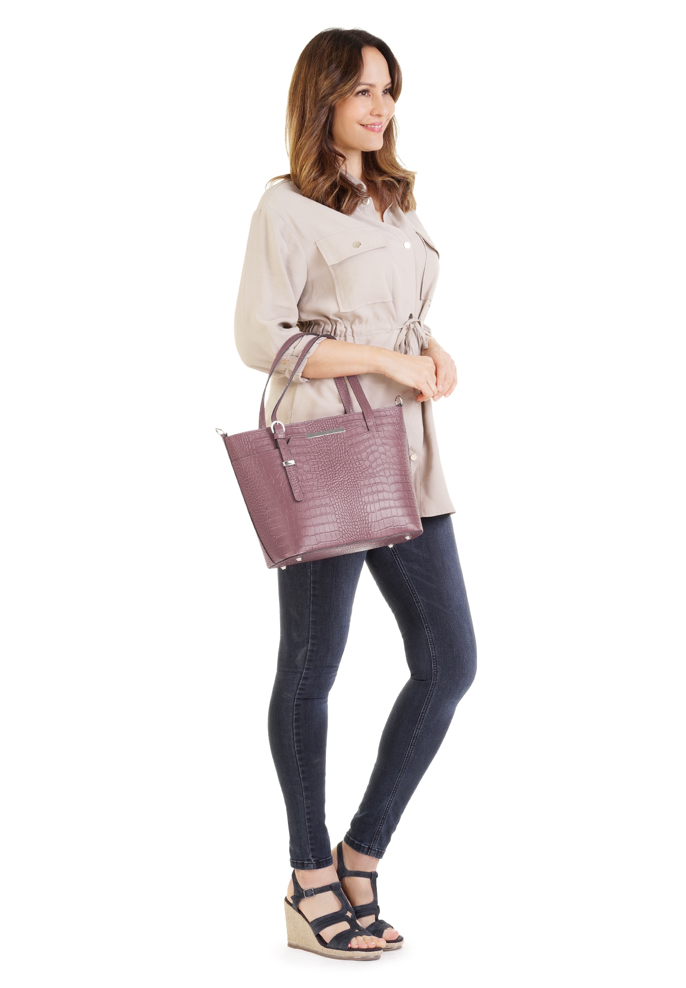 Cluty Henkeltasche, echt Leder, Made in Italy