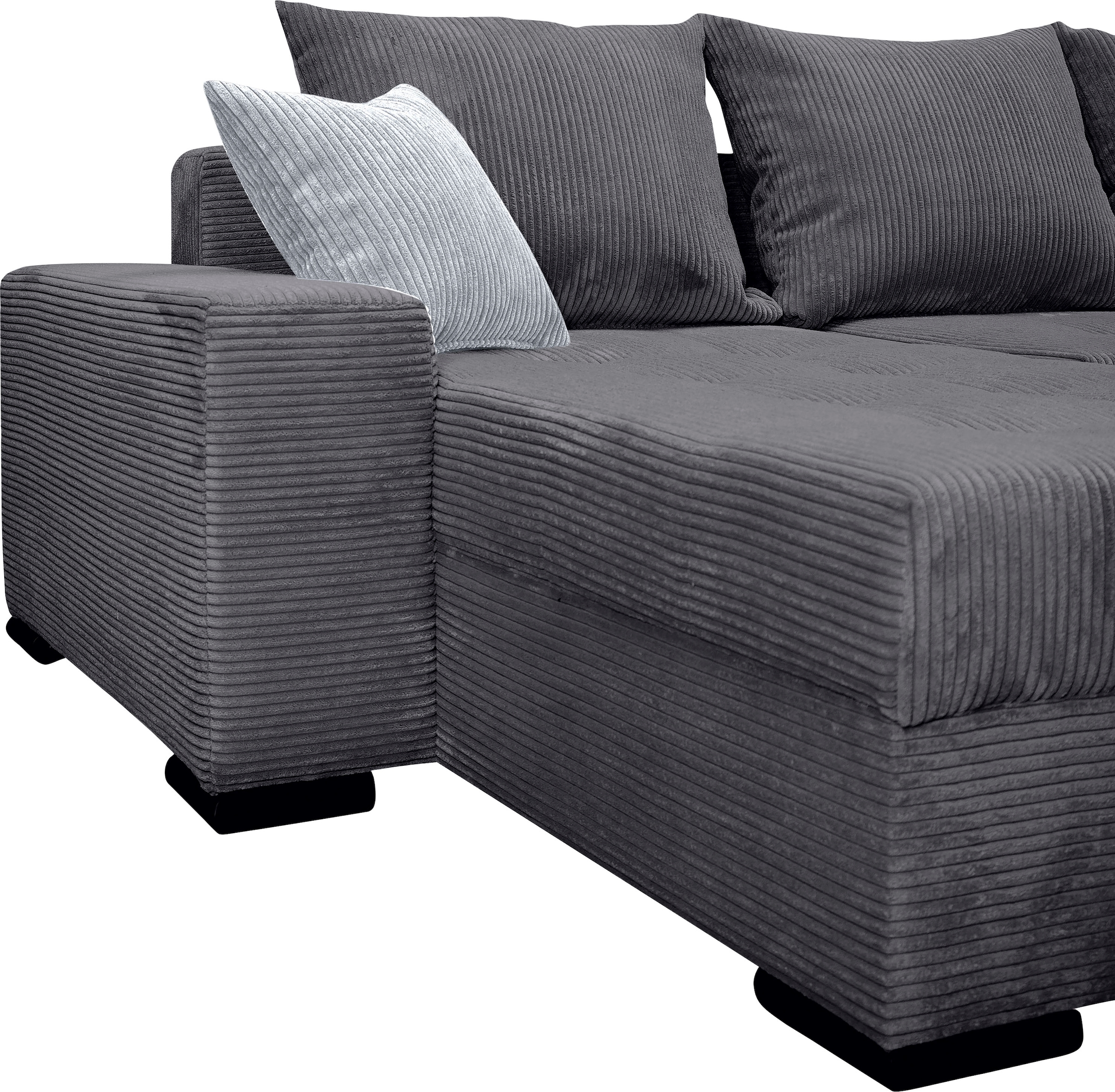 COLLECTION AB Wohnlandschaft »XL-Josy U-Form, Breite 313 cm, Cord-/Mix«, inkl. Bettfunktion, Bettkasten, mit 4 gleich grossen Rückenkissen