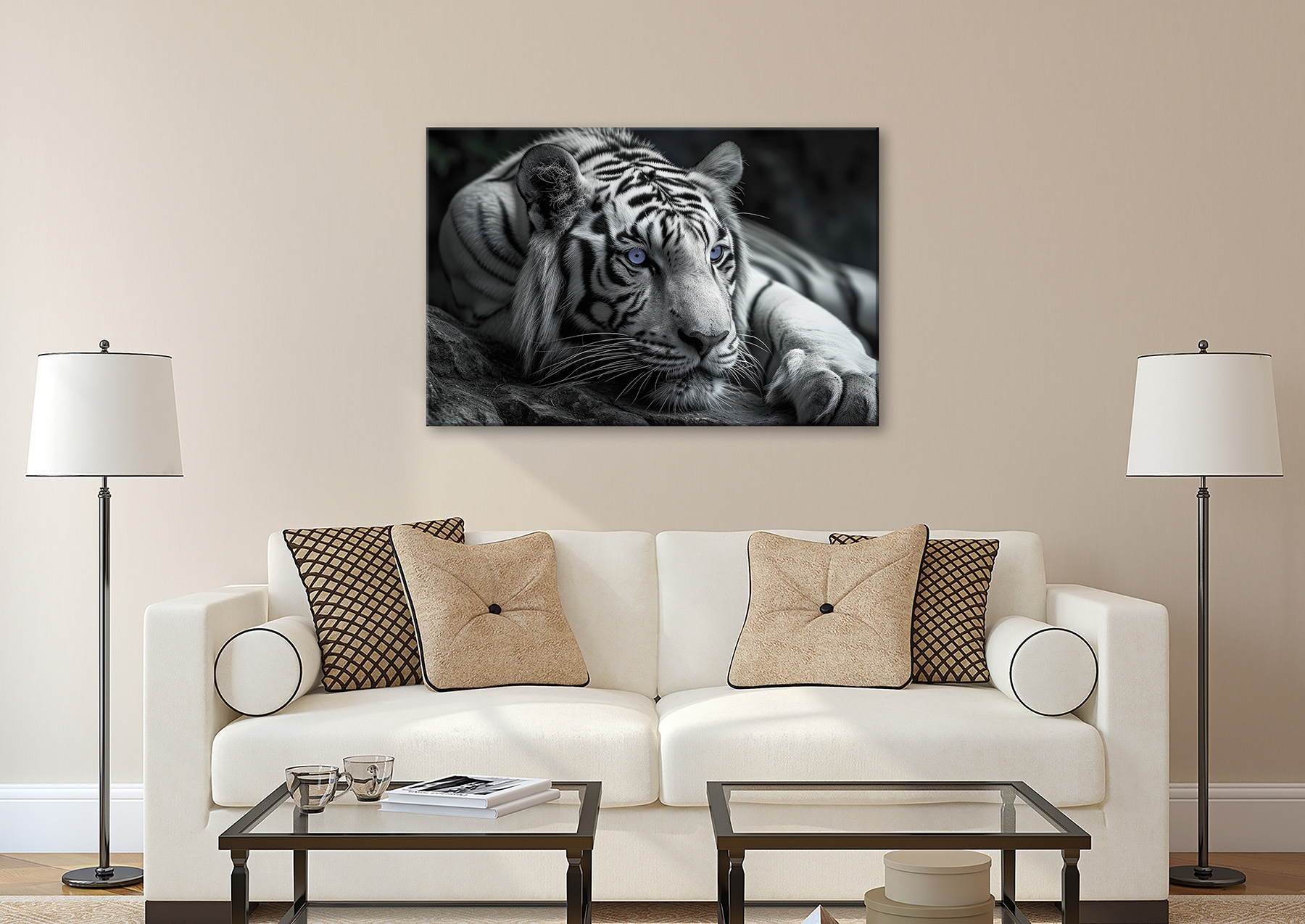 Bönninghoff Bild »Wandbild TIGER 78x118 cm – Leinwandbild Keilrahmen Deko modern« Raubkatzen | Tiger | Wildtiere auf Keilrahmen gespannt