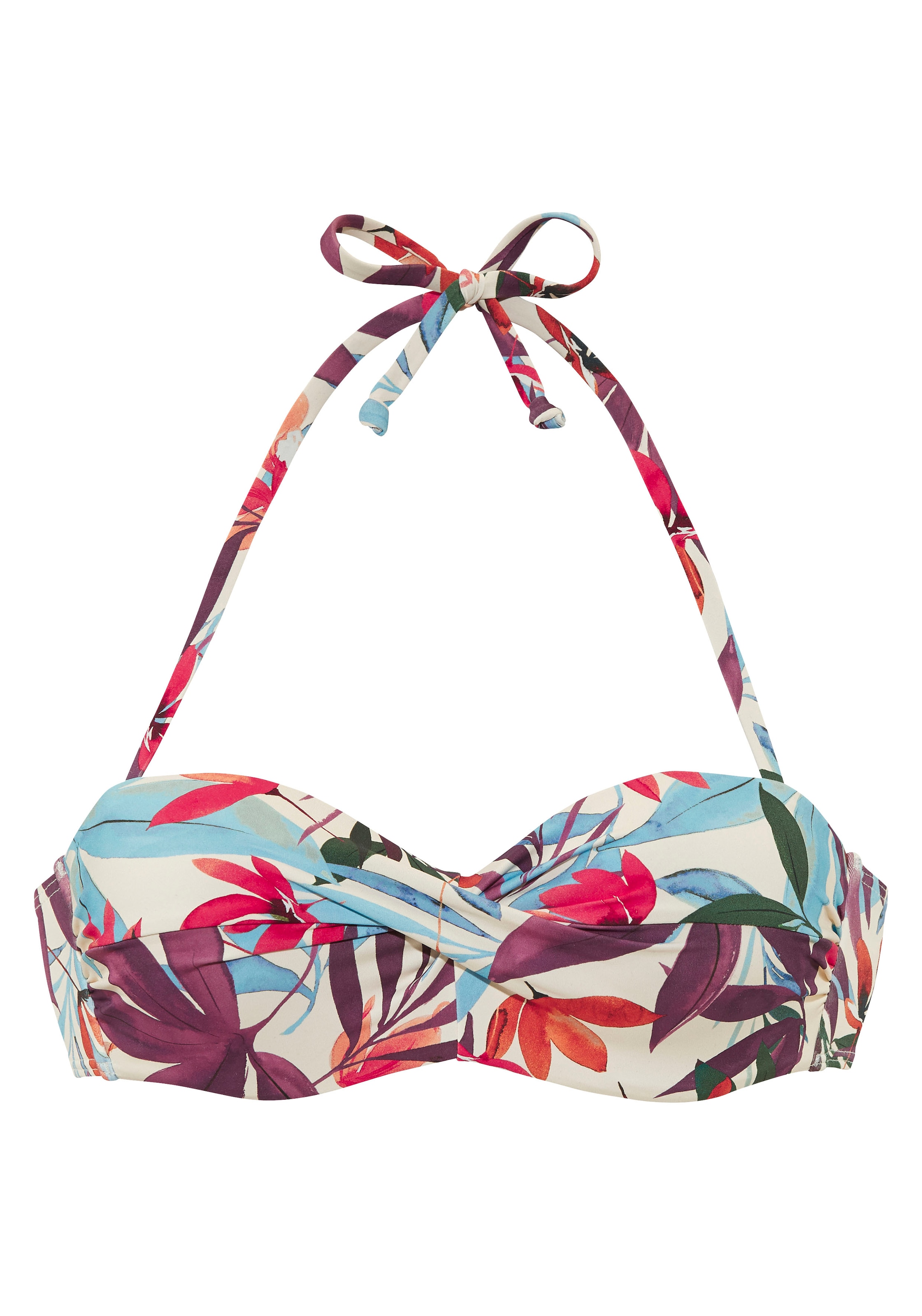 LASCANA Bügel-Bandeau-Bikini-Top »Imani«, mit sommerlichem Blätterprint