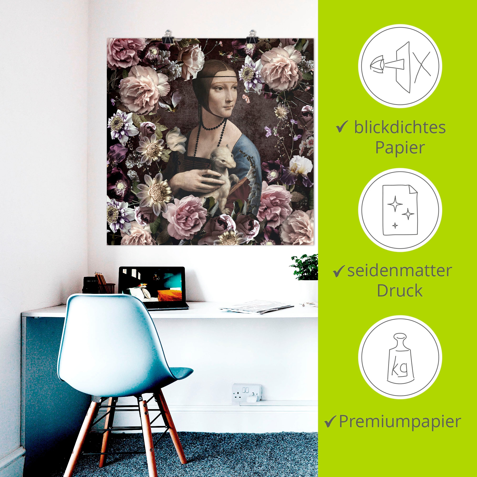 Artland Fresque murale »Lady mit Hermelin - Da Vinci Adaption« 1 cuis tlg. als Alubild, Leinwandbild, Poster, Wandaufkleber in verschied. Grössen