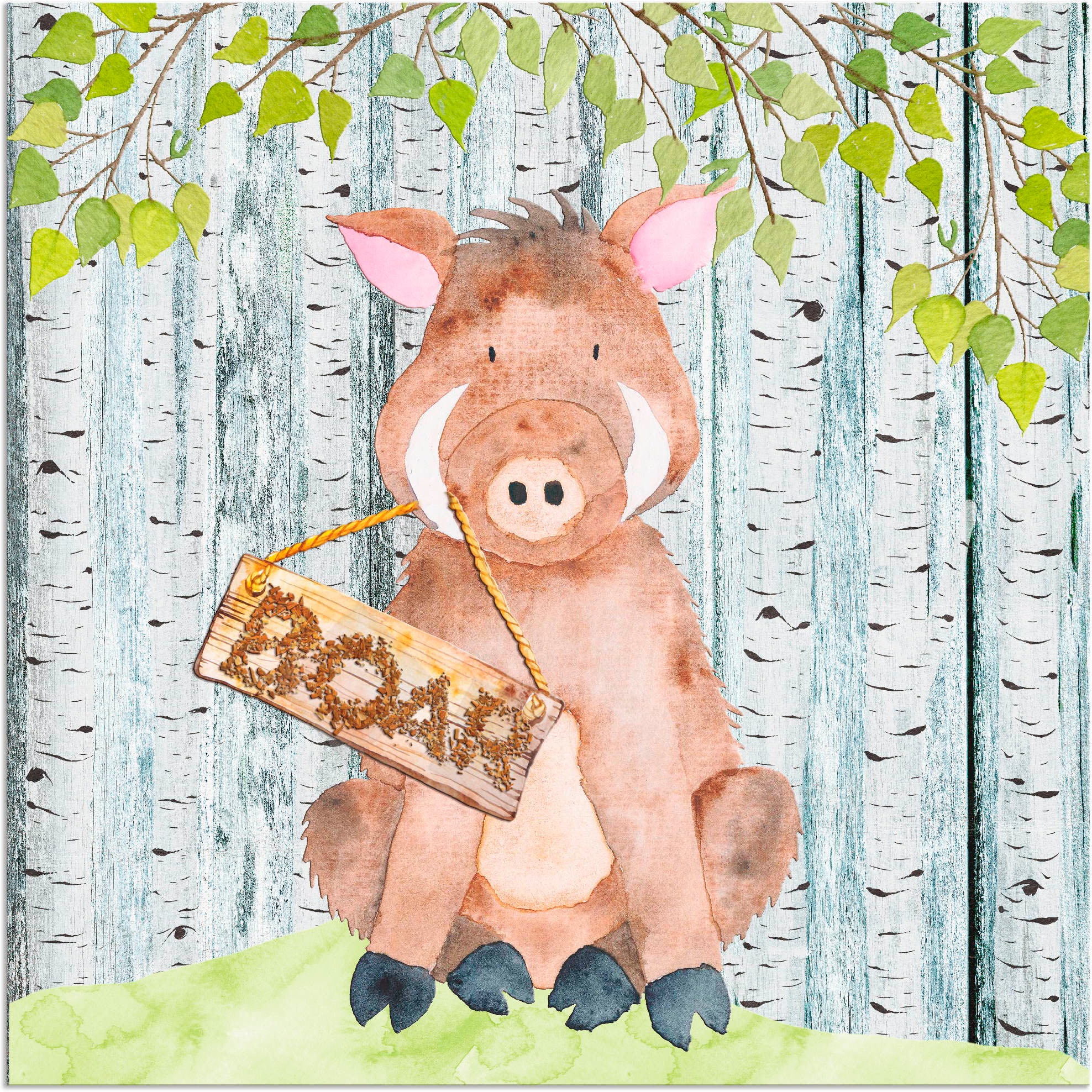 Image of Artland Wandbild »Waldfreunde- der wilde Eber«, Tiere, (1 St.), in vielen Grössen & Produktarten - Alubild / Outdoorbild für den Aussenbereich, Leinwandbild, Poster, Wandaufkleber / Wandtattoo auch für Badezimmer geeignet bei Ackermann Versand Schweiz