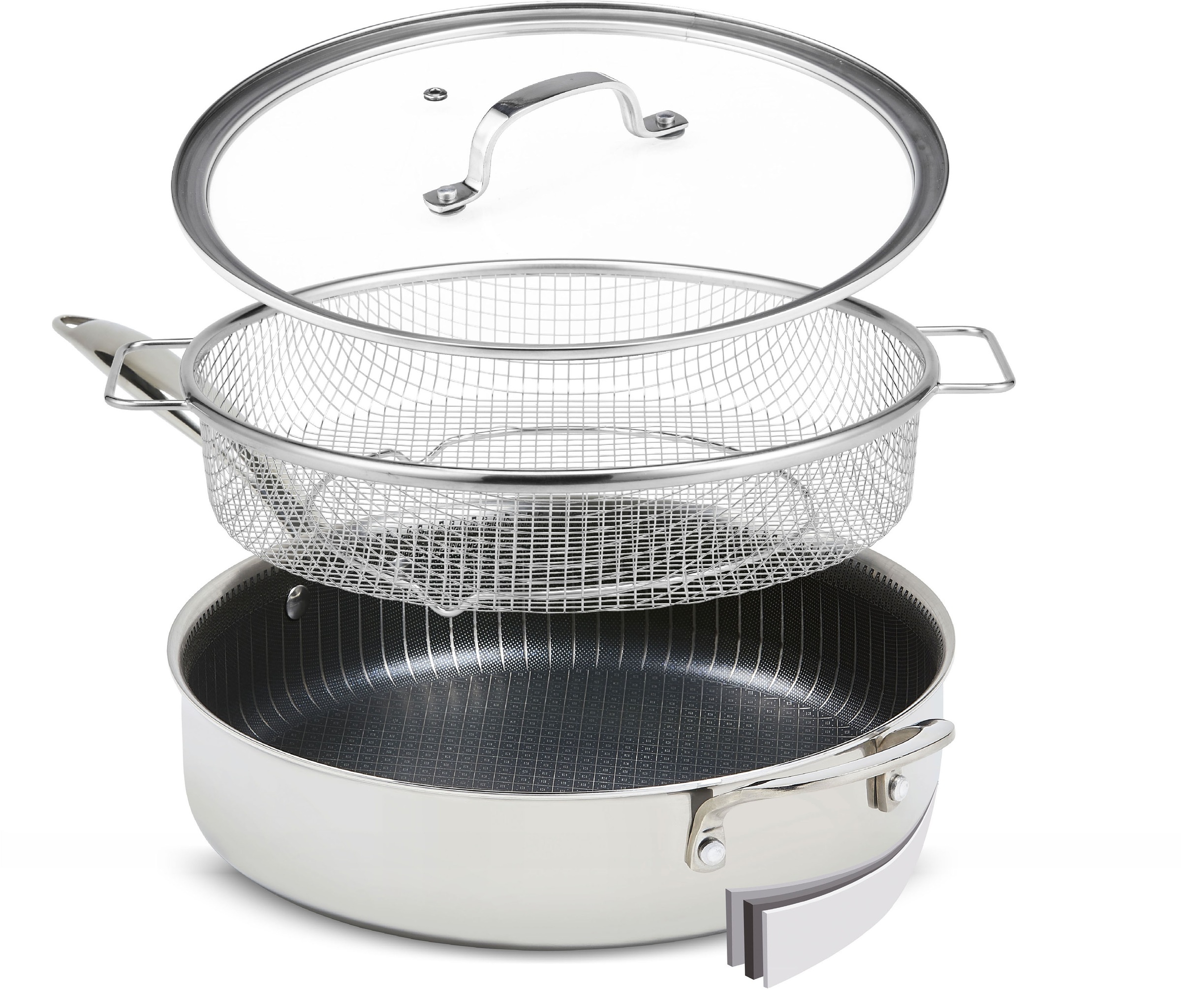 Image of MediaShop Bratpfanne »Titan Pan«, Edelstahl, (Set, 4 tlg.), Kombi aus Edelstahlmatrix + diamantver. Anti-Haft-Versiegelung, Ø24 cm bei Ackermann Versand Schweiz