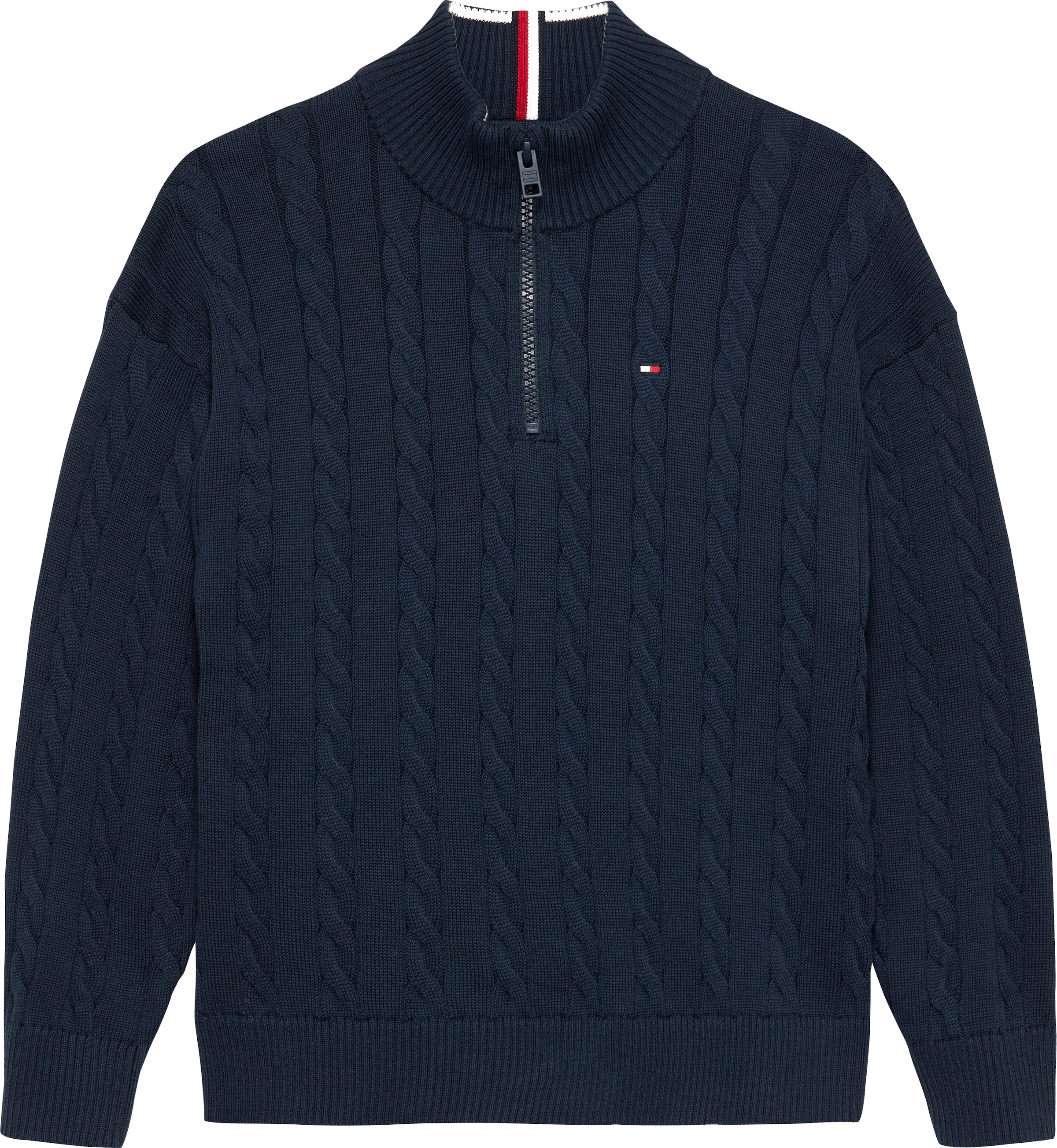 Tommy Hilfiger Strickpullover »COTTON CABLE HALF ZIP SWEATER«, Kinder bis 16 Jahre