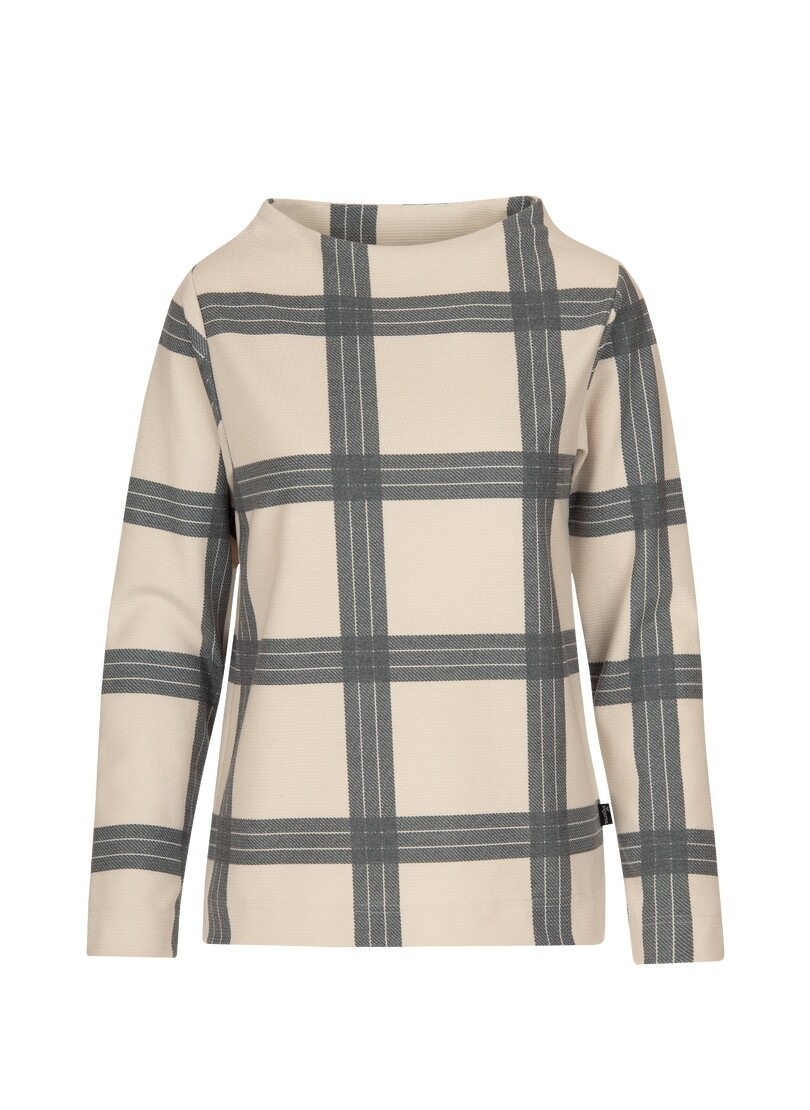 Trigema Sweatshirt »TRIGEMA Stehkragen Pullover mit Karo-Muster«