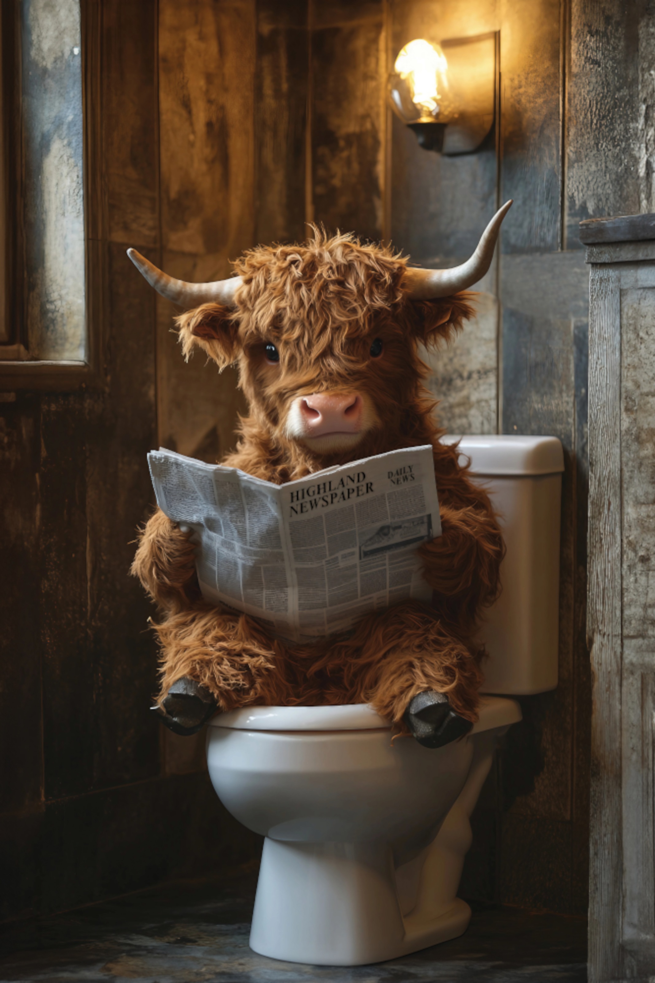 Image of Bönninghoff Leinwandbild "Wandbild HIGHLAND NEWS 60x90 cm – Leinwandbild Keilrahmen Deko modern" Hochlandrind Humor Kuh Kuhbilder Kühe Tiere 1 Stk. tlg. auf Keilrahmen gespannt