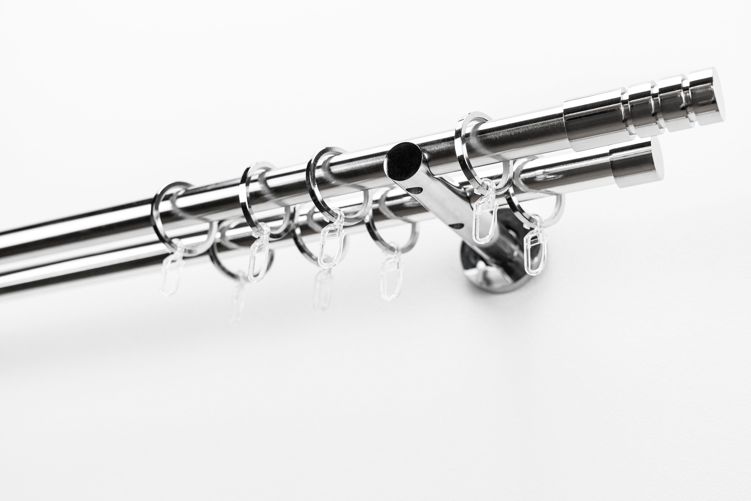 Image of GARESA Gardinenstange »EASY«, 2 läufig-läufig, Wunschmasslänge, Vorhanggarnitur, einfache Montage, mit Stangenverbinder verlängerbar, Wandmont., Endknopf m. Rillen, Aluminium, m. Ringe bei Ackermann Versand Schweiz