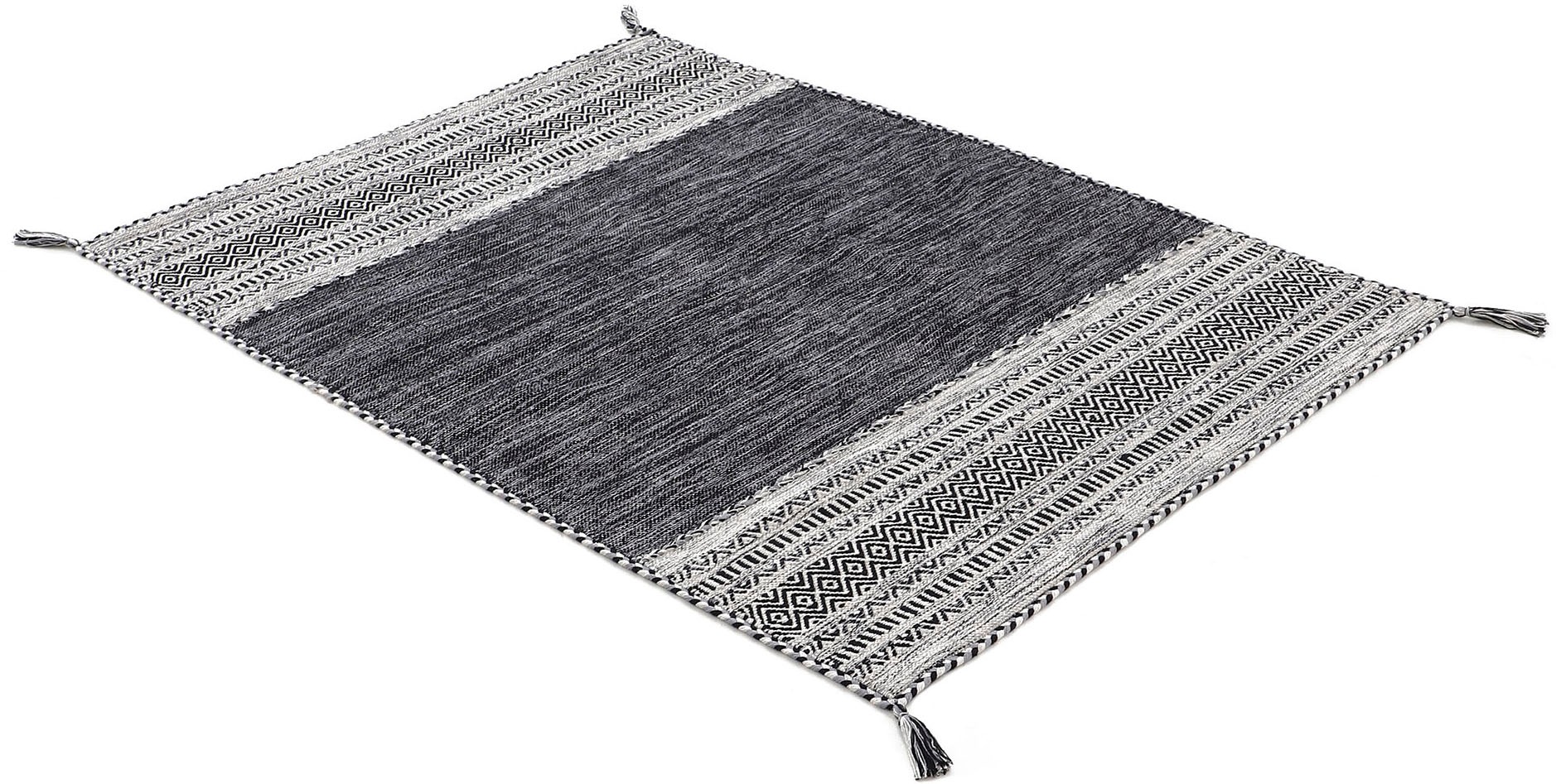 carpetfine Teppich »Kelim Azizi«, rechteckig, 5 mm Höhe, Baumwolle, Wendeteppich mit Fransen, Wohnzimmer
