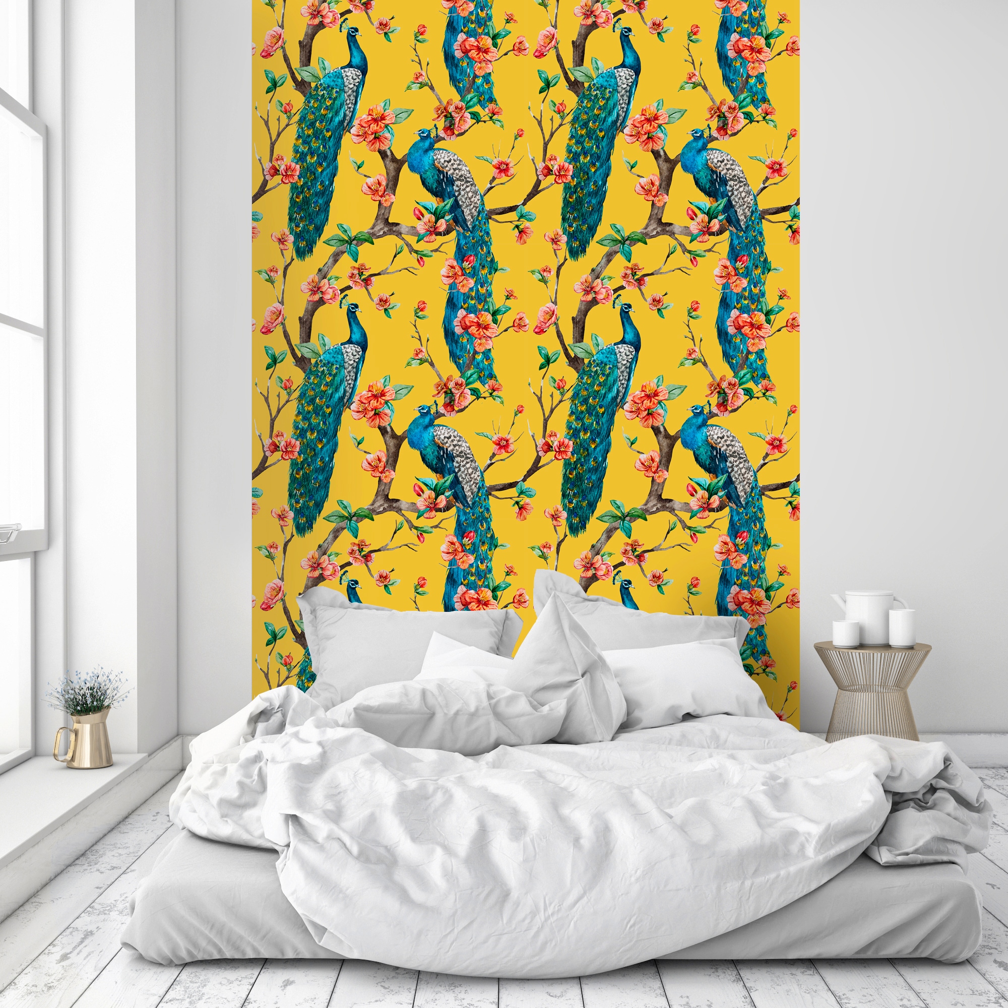 queence Papier peint vinyle »Annemarie« Motif | botanique | floral | imprimé | naturellement | à motifs 90x250cm, selbstklebend, kinderleichte Anbringung, , Sticker