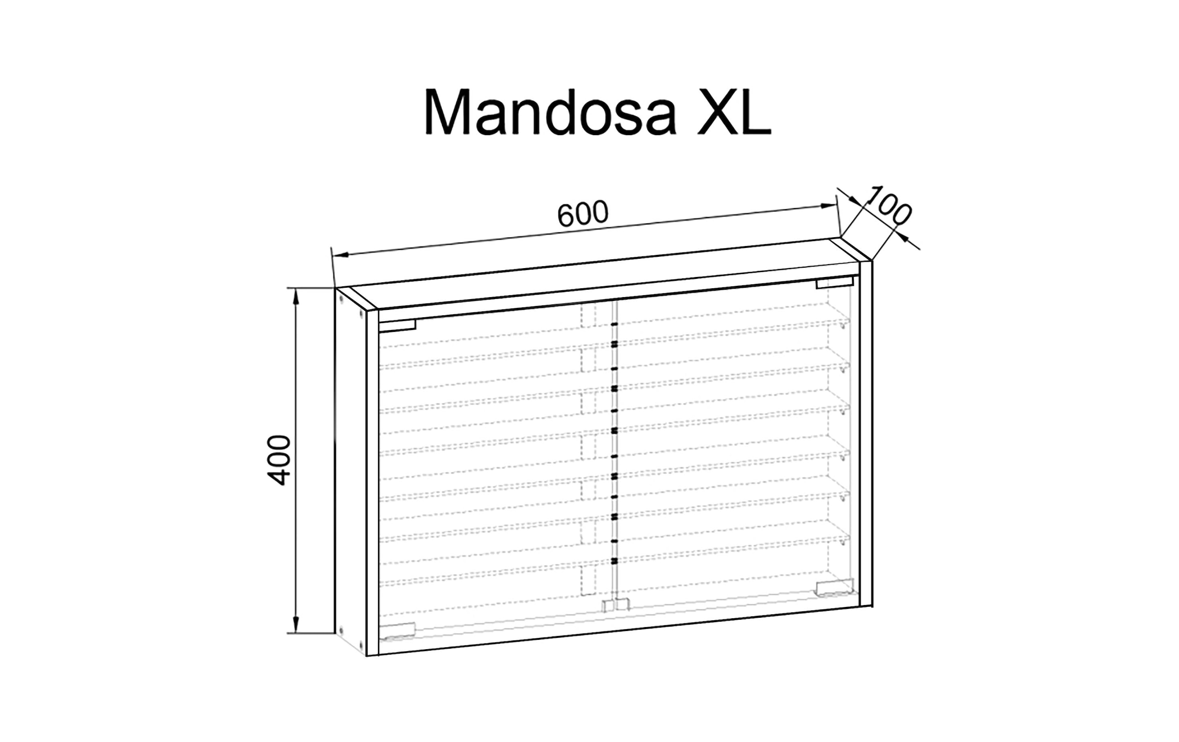 VCM Vitrine »Mandosa XL 60 x 40 cm« Wandvitrine mit 6 Glaseinlegeböden und 2 Türen aus Sicherheitsglas