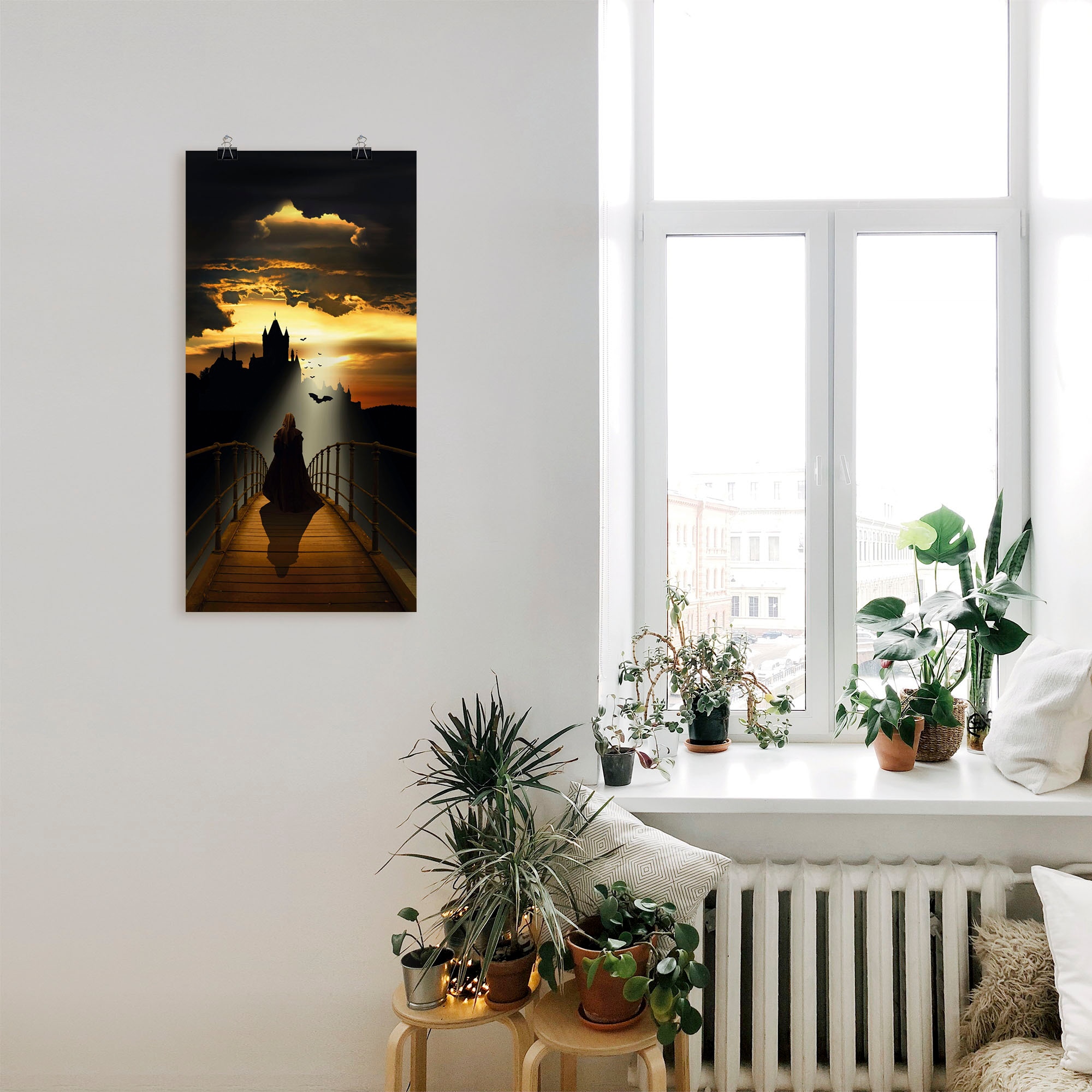 Artland Fresque murale »Der Mönch auf dem Weg zur Burg« 1 cuis tlg. als Leinwandbild, Poster in verschied. Grössen