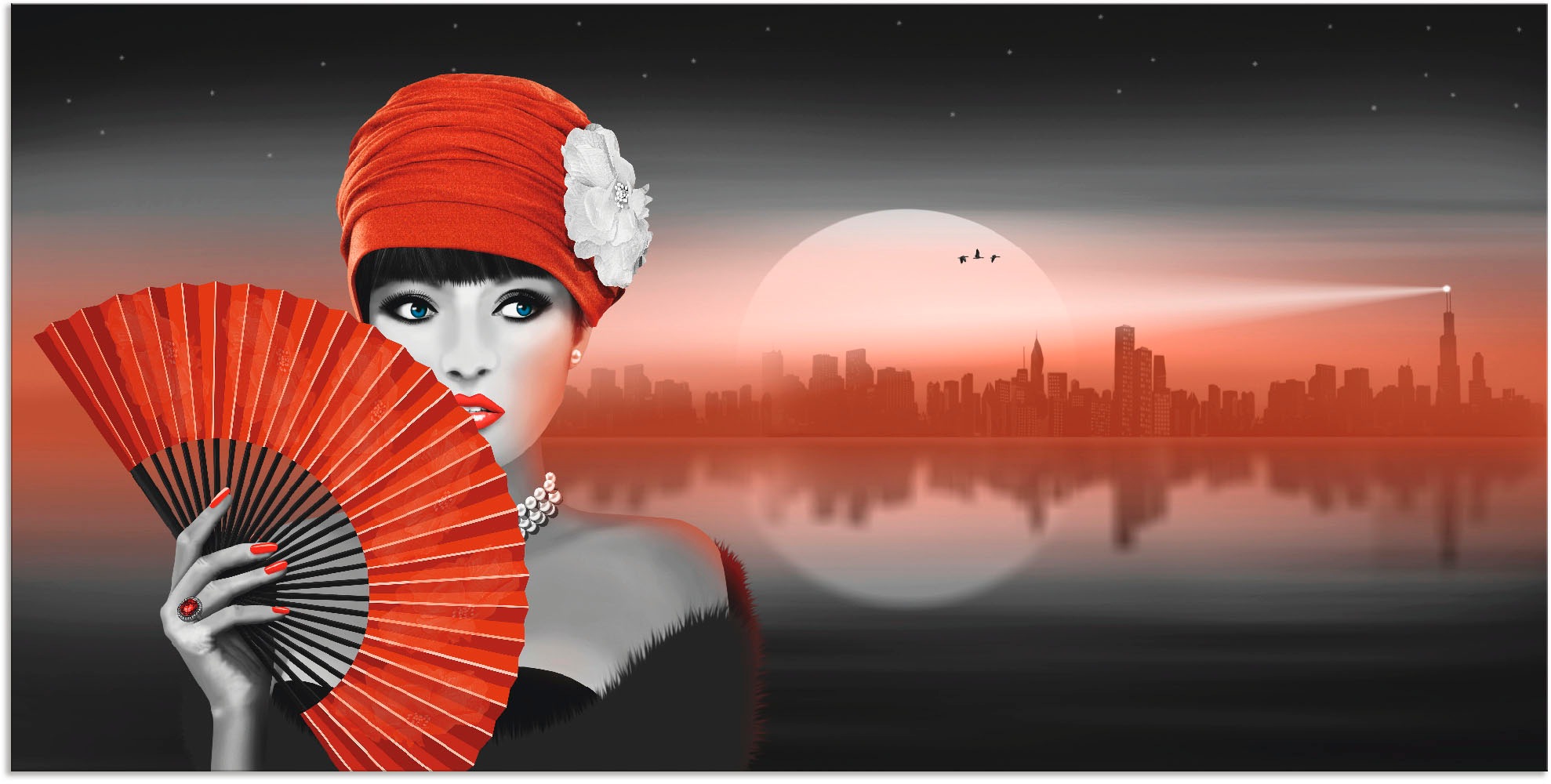 Image of Artland Wandbild »In der Hitze der Nacht«, Frau, (1 St.), in vielen Grössen & Produktarten - Alubild / Outdoorbild für den Aussenbereich, Leinwandbild, Poster, Wandaufkleber / Wandtattoo auch für Badezimmer geeignet bei Ackermann Versand Schweiz