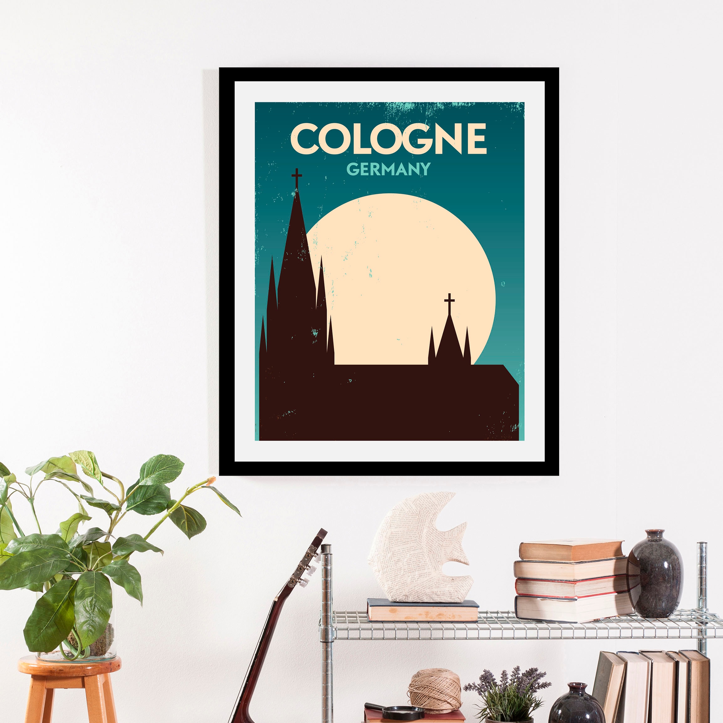 Image of queence Bild "Cologne" Deutschland Kirche Schriftzug Stadt 1 Stk. tlg. gerahmt