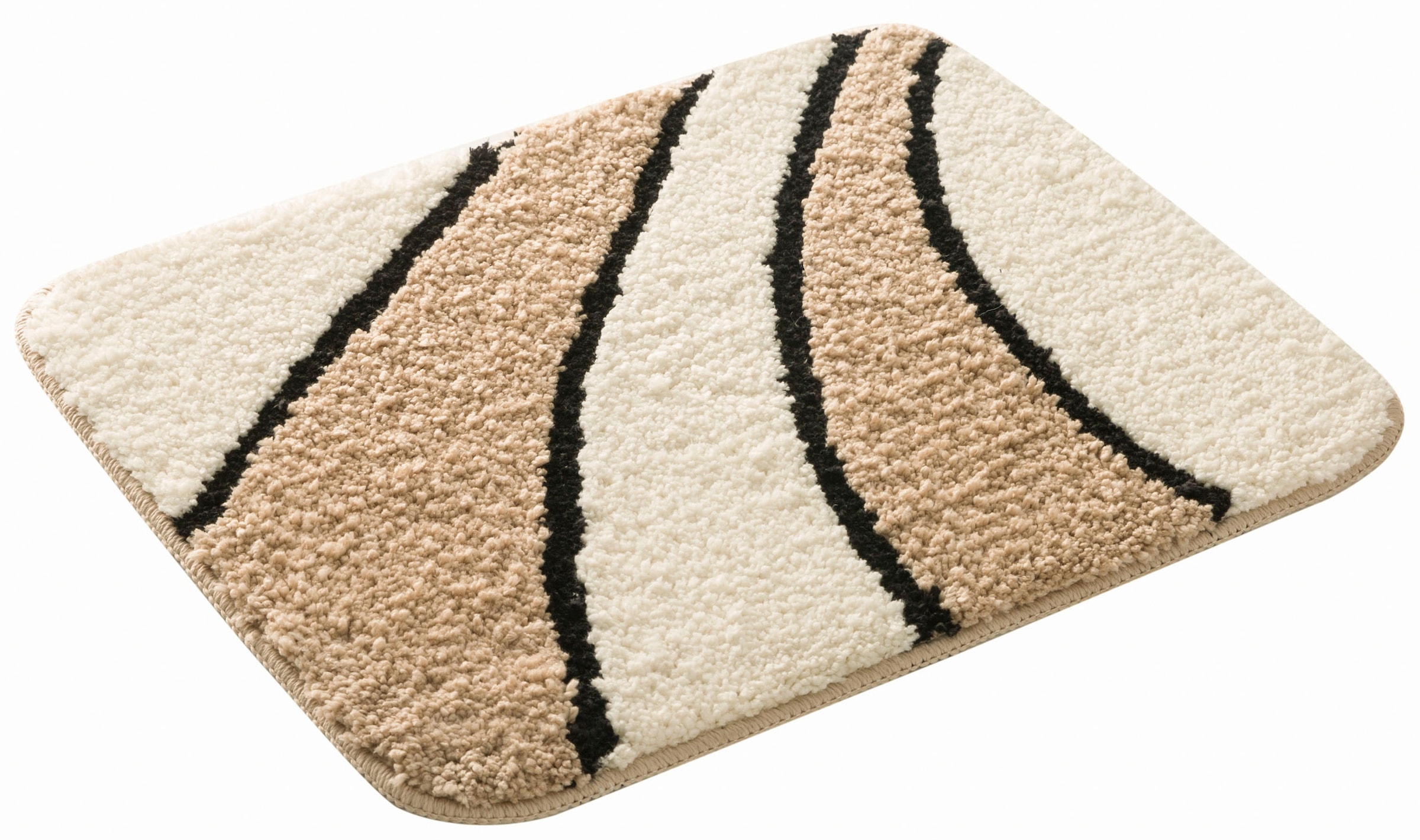 my home Badematte »Anna, Badvorleger, Badezimmer Teppich«, rutschhemmend beschichtet, fussbodenheizungsgeeignet-schnell trocknend, Badteppich, Hoch Tief Effekt, Modern, Weich, Wellen