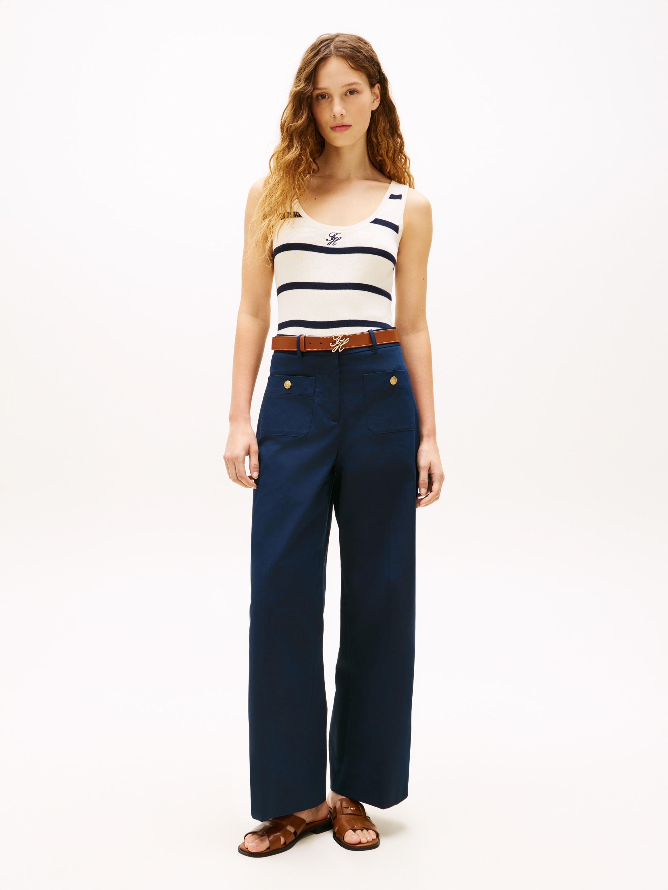 Tommy Hilfiger Chinos »PREPPY COTTON WIDE LEG CHINO«  avec plis repassés, taille mi-haute