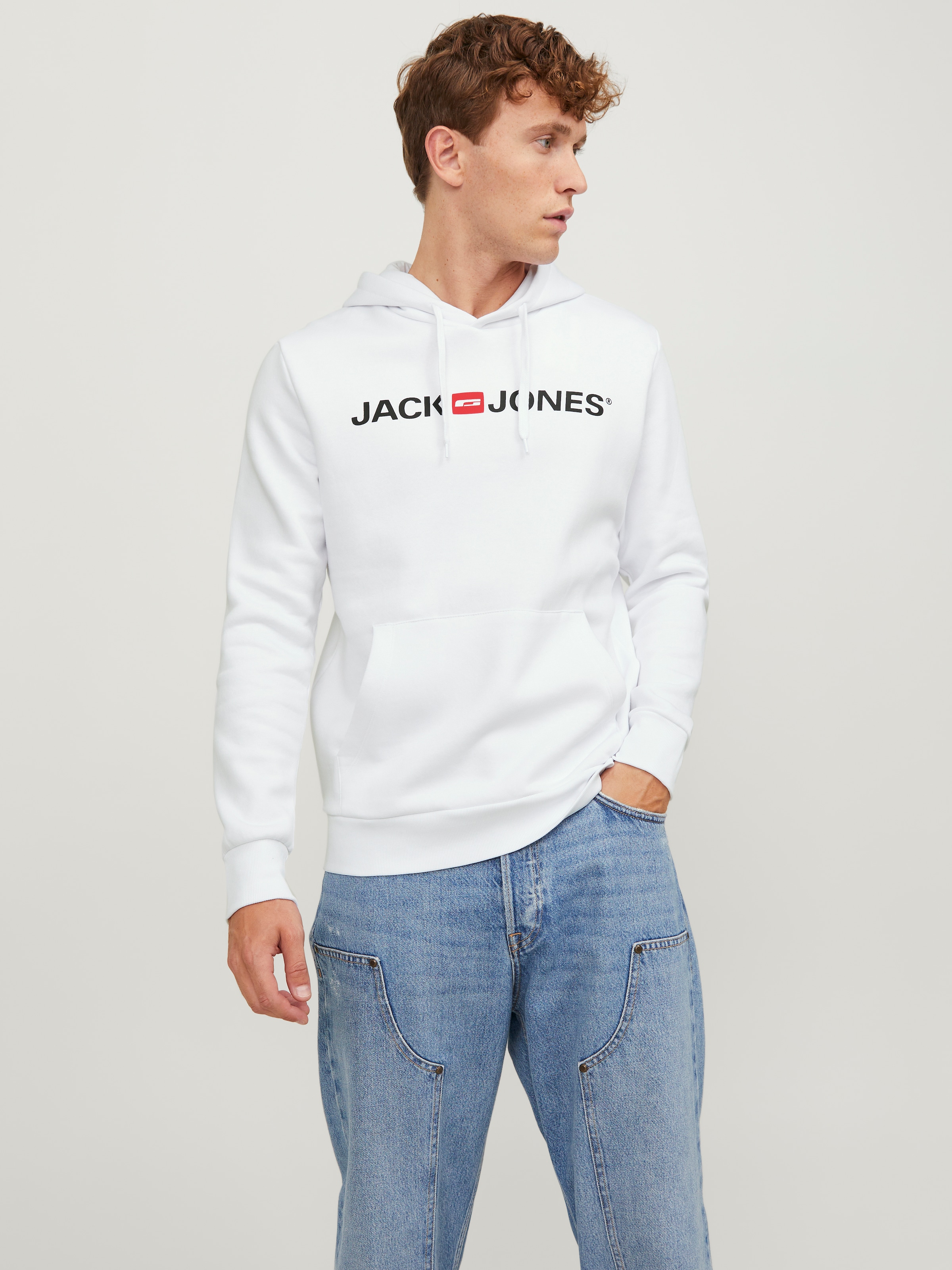 Jack & Jones Kapuzensweatshirt »JJECORP Hoodie mit Logo und hohem Tragekomfort«, bedruckt, casual, regular fit, Baumwollmischung, Rundhals
