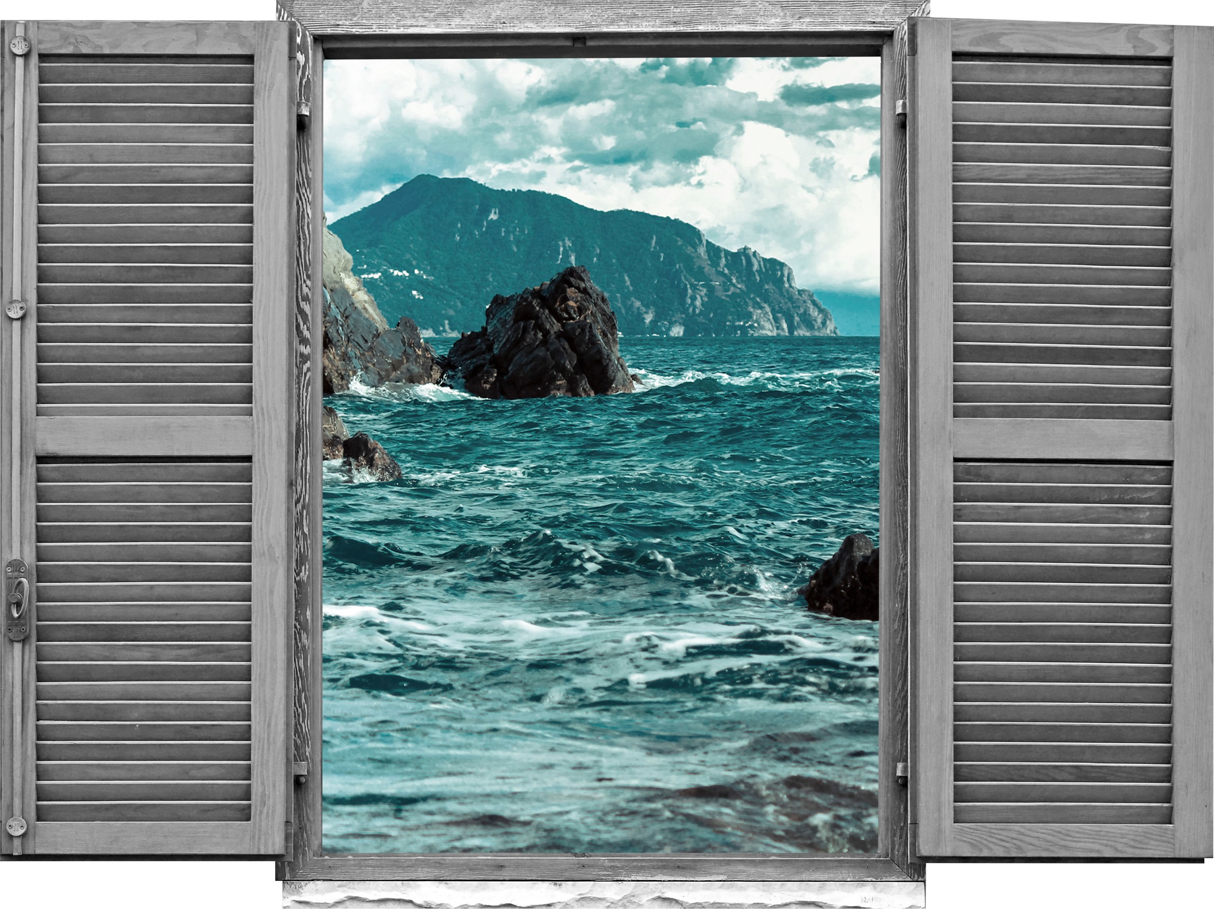 Image of queence Wandtattoo "Klippen im Meer" Wandsticker, Wandbild, selbstklebend, 3D, Fenster