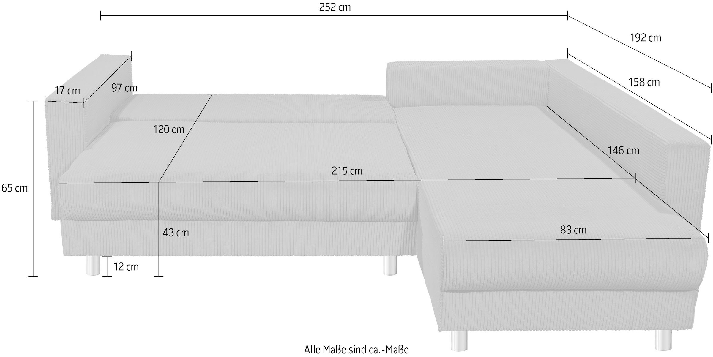 INOSIGN Ecksofa »153«, Inkl. Schlaffunktion und grossen Strauraum