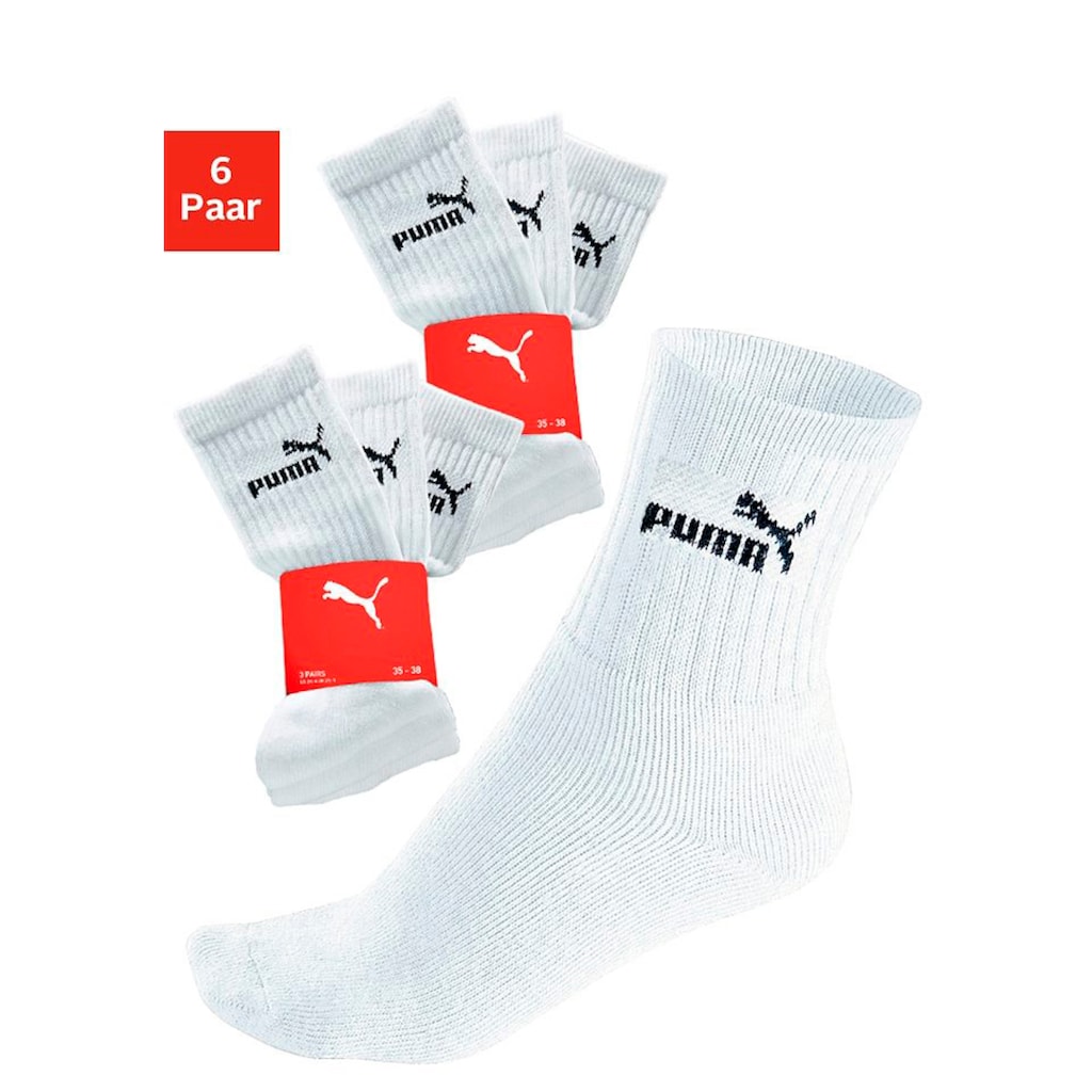 PUMA Sportsocken, (6 Paar), mit klassischer Rippe