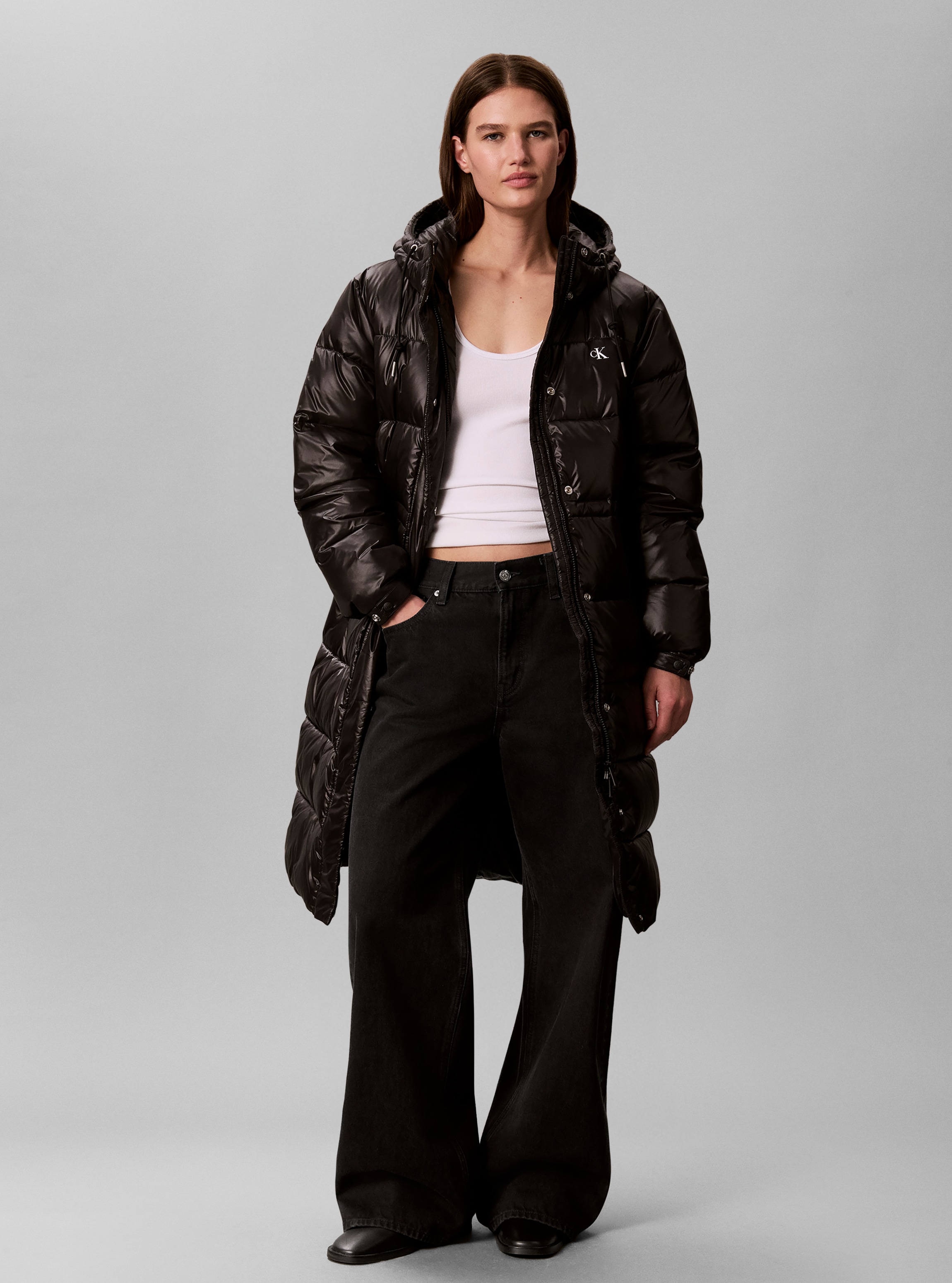 Calvin Klein Jeans Steppmantel »SHINE LONG PUFFER« Regular fit mit Kapuze
