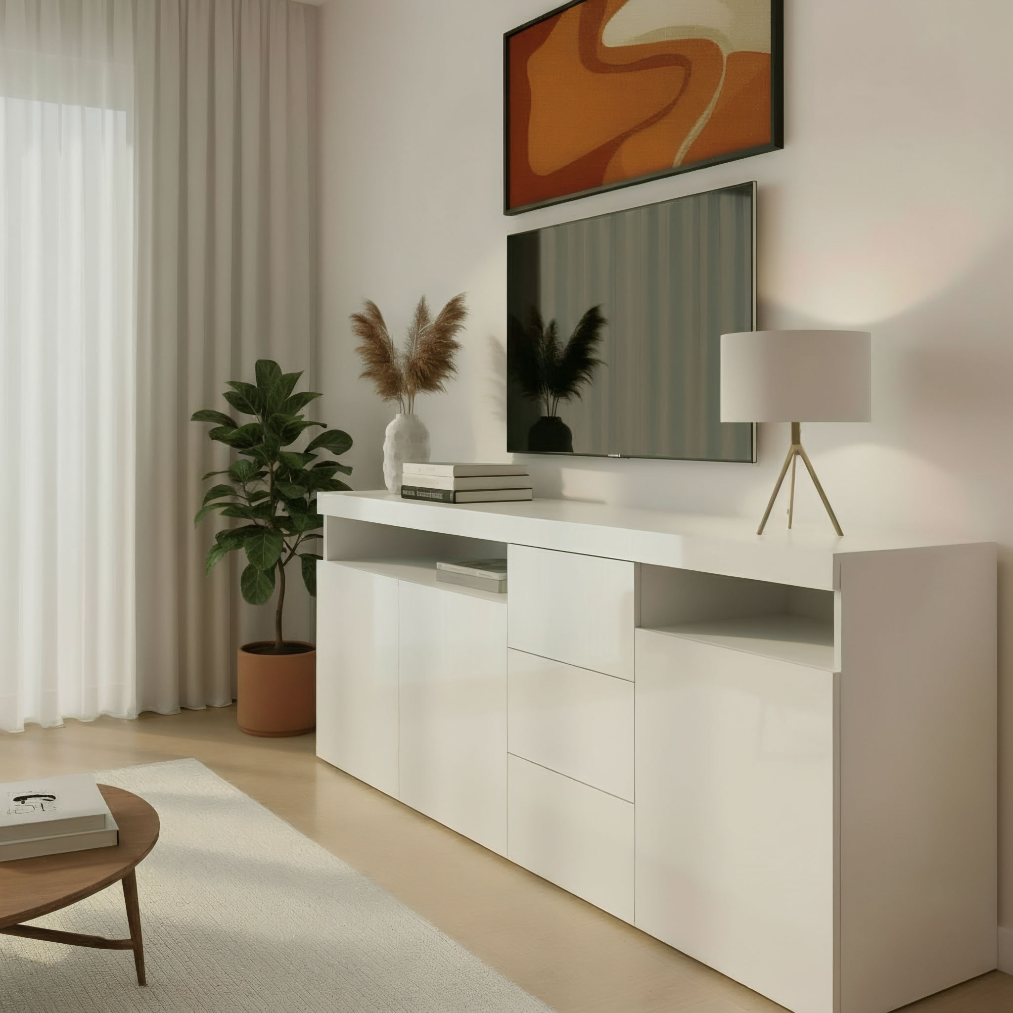 borchardt Möbel Sideboard »Kapstadt, Kommode mit Push-to-open-Funktion, Hochglanz-Dekor« Breite 200cm mit viel Stauraum, 3 Schubfächern und 3 Türen
