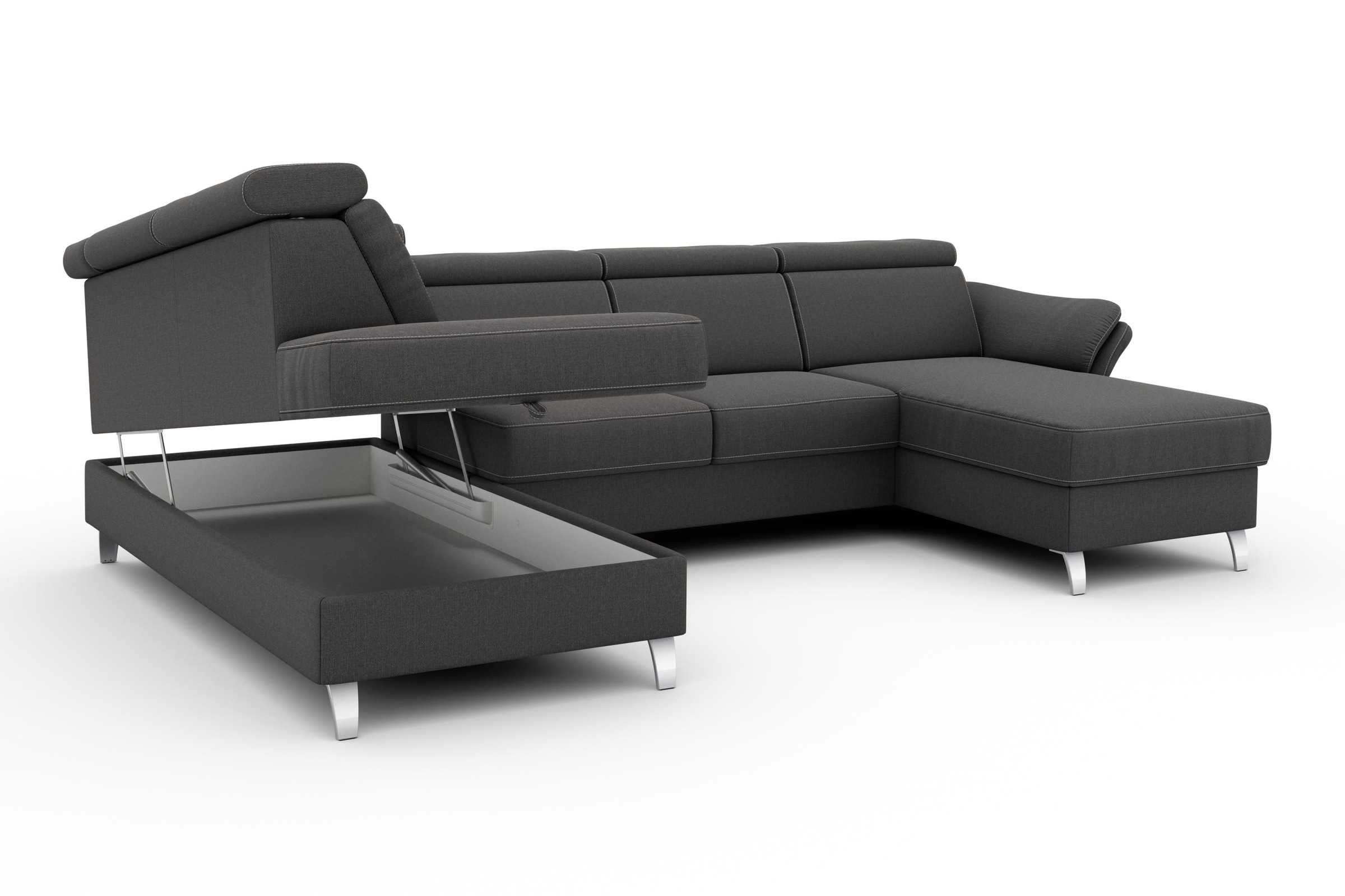 sit&more Wohnlandschaft »Vincenzo U-Form«, inklusive Kopfteilverstellung, wahlweise mit Bettfunktion, Bettkasten