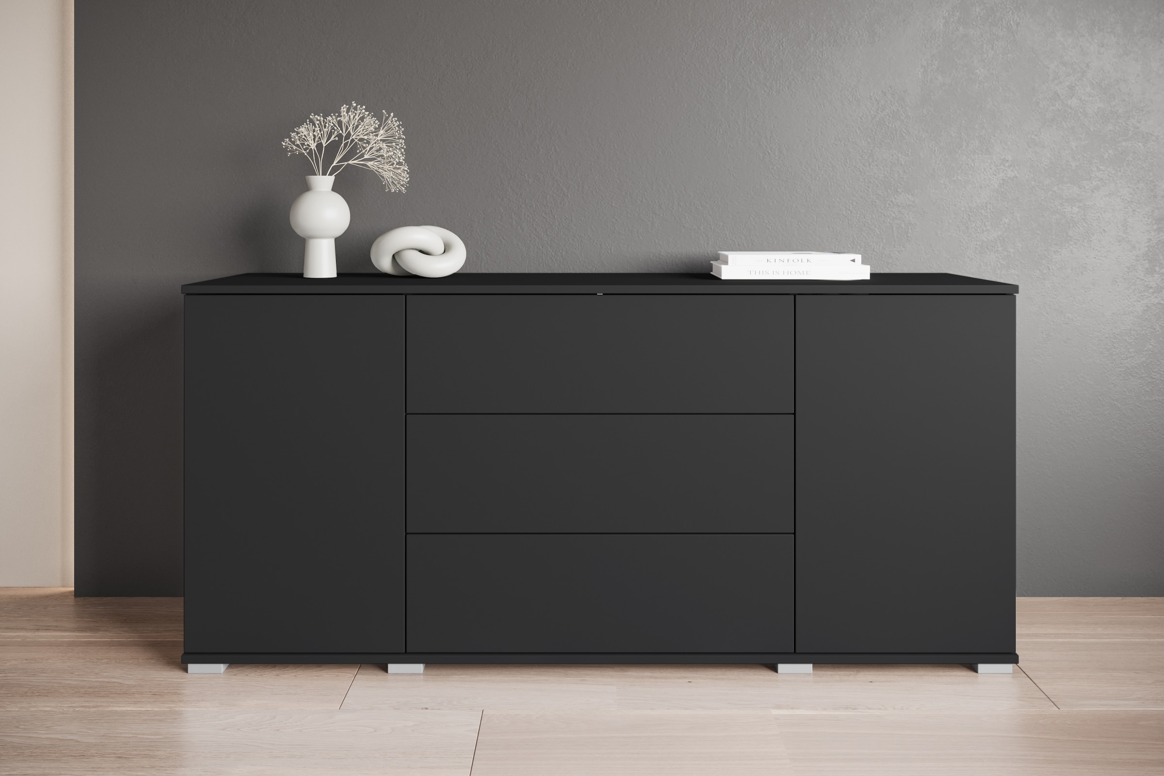 GOODproduct Sideboard »Kenia, Kommode für das Schlafzimmer/Wohnzimmer« 1 Stk. tlg. Modernes Sideboard mit 3 Schubladen und 4 Fächern,  Breite 150 cm