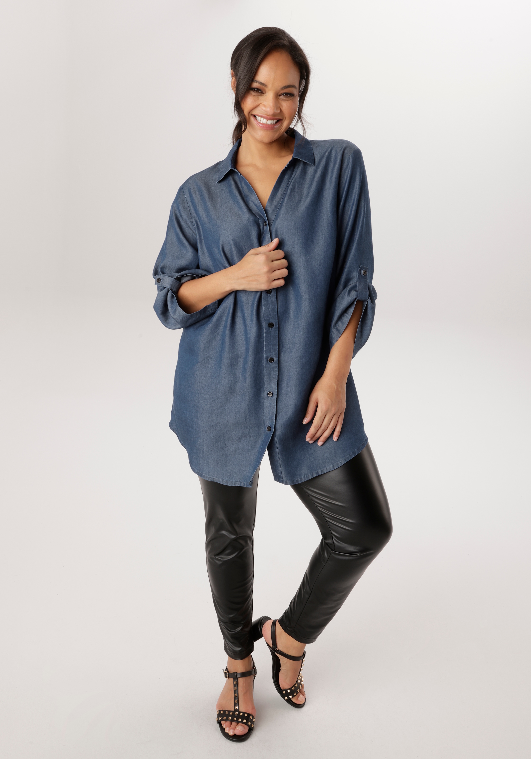 Aniston PLUS Blouse en jean aus weicher Lyocell Qualität - NEUE KOLLEKTION