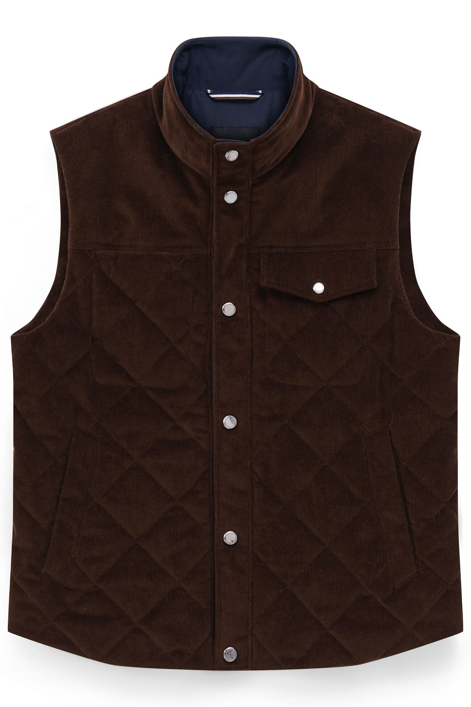 bugatti Gilet en velours côtelé »Regular Fit« mit Stehkragen und Druckknöpfen