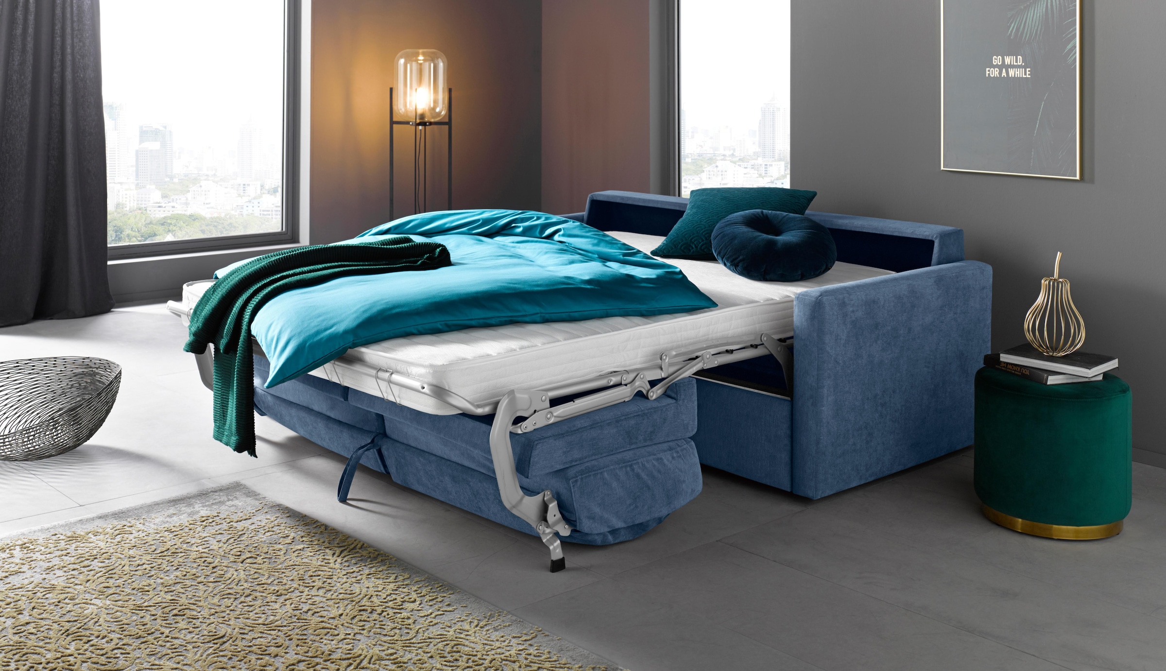 Places of Style Schlafsofa »GOLDPOINT 182cm, Dauerschläfer, Liegefläche 140/200 cm,«, 3-Sitzer mit Dauerschläfer-Funktion, Bonell-Federkernmatratze