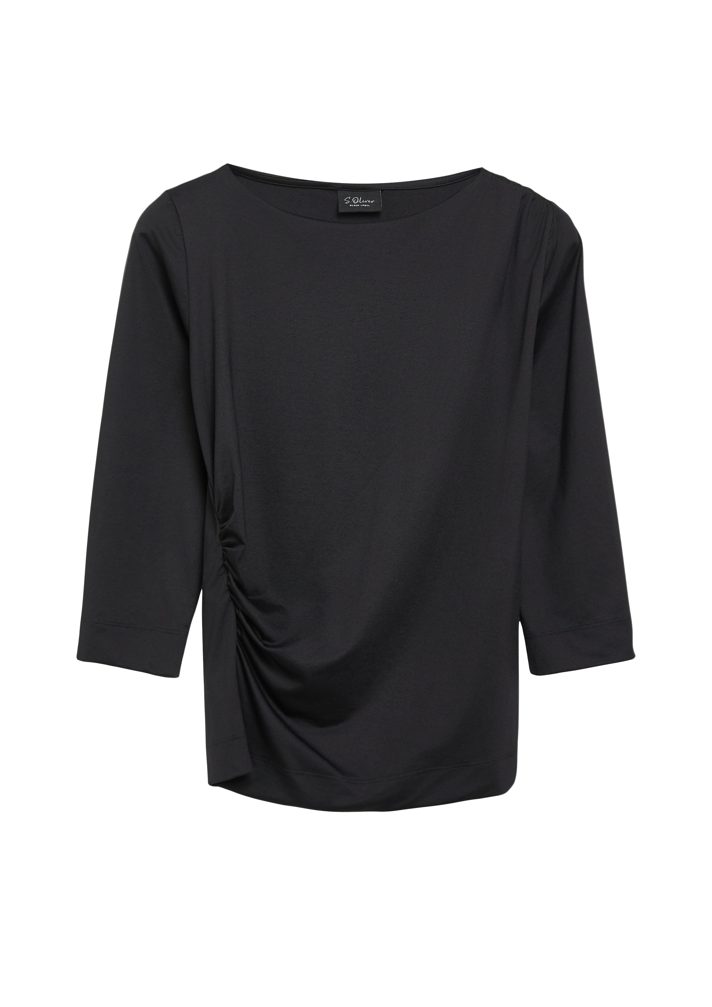 s.Oliver BLACK LABEL 3/4-Arm-Shirt Sommershirt mit seitlicher Saffung
