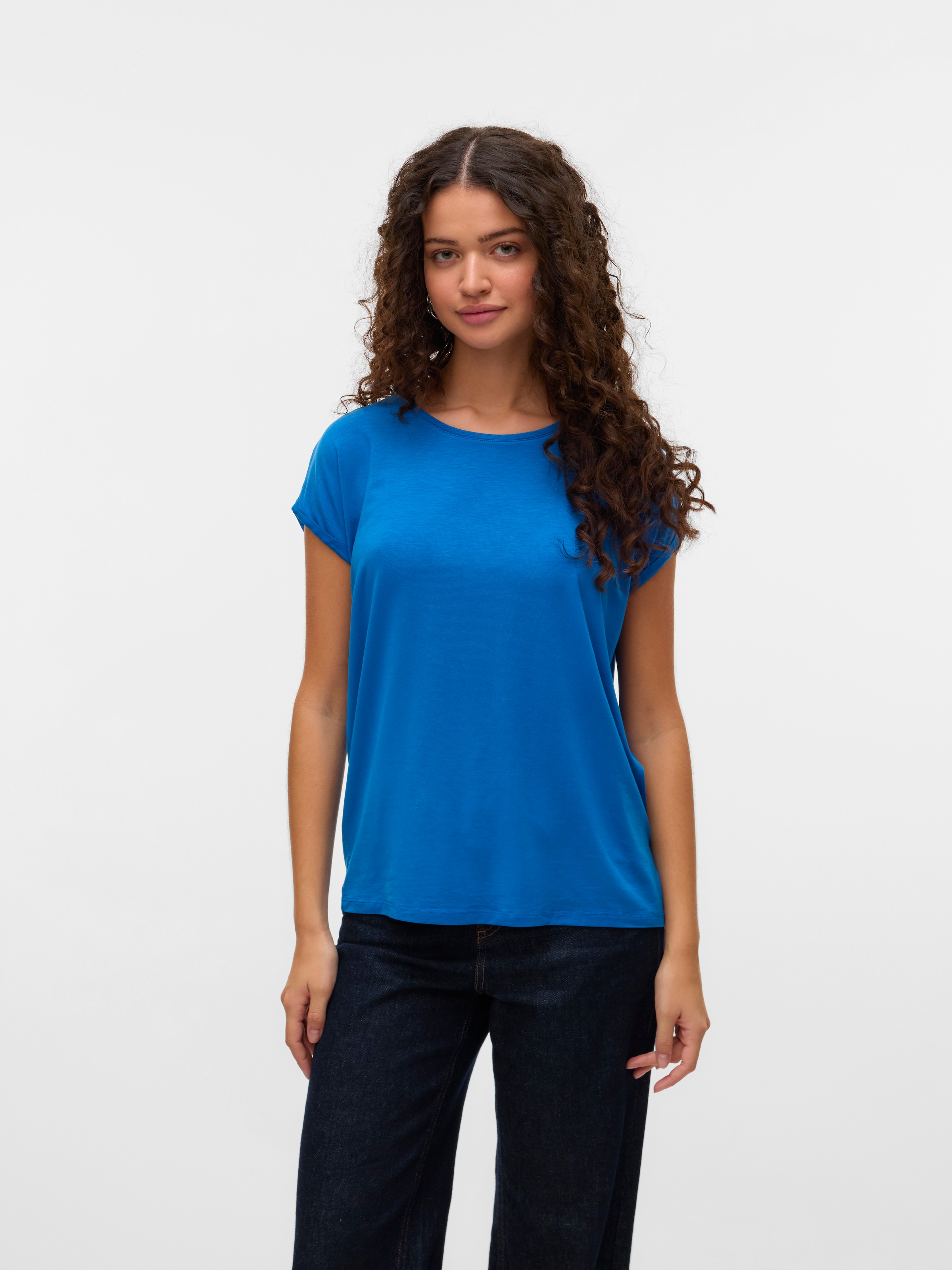 Vero Moda Rundhalsshirt »VMAVA PLAIN SS TOP GAJRS NOOS«