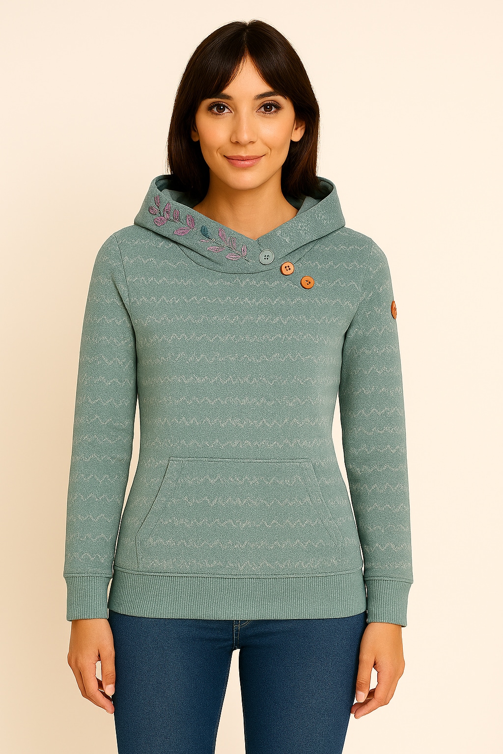 Ragwear Sweatshirt »ANGELLIKA FLOWERS O«, mit asymmetrischem Schalkragen